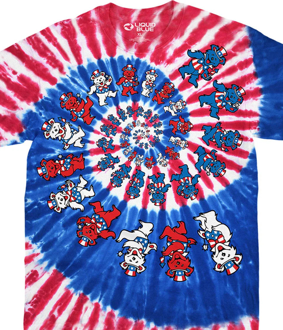 GRATEFUL DEAD-SPIRAL PATRIOTIC BEARS-TIE DYE T-SHIRT S-M-L-XL-2X-4X  Garcia,Wier Unisex T-shirt, Sweatshirt, Hoodie, Long Sleeve Tee - T-Shirt, Sweatshirt, Hoodie