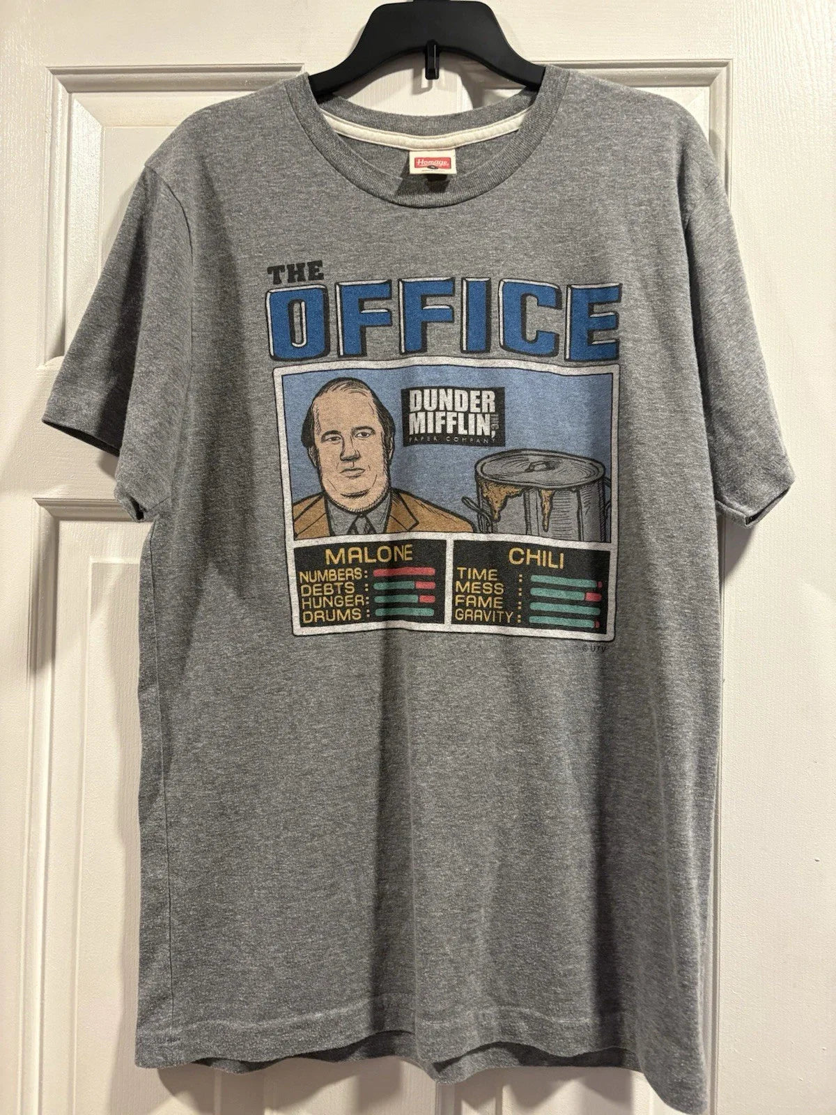 Homage Gray Malone The Office Graphic Cotton Blend T-Shirt Men's S Short Sleeve Unisex T-shirt, Sweatshirt, Hoodie, Long Sleeve Tee - T-Shirt, Sweatshirt, Hoodie