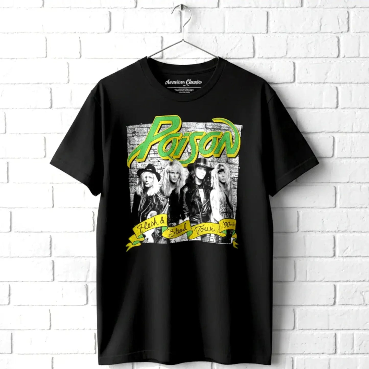 Poison Flesh & Blood Tour 90's Men's T Shirt Unisex T-shirt, Sweatshirt, Hoodie, Long Sleeve Tee - T-Shirt, Sweatshirt, Hoodie