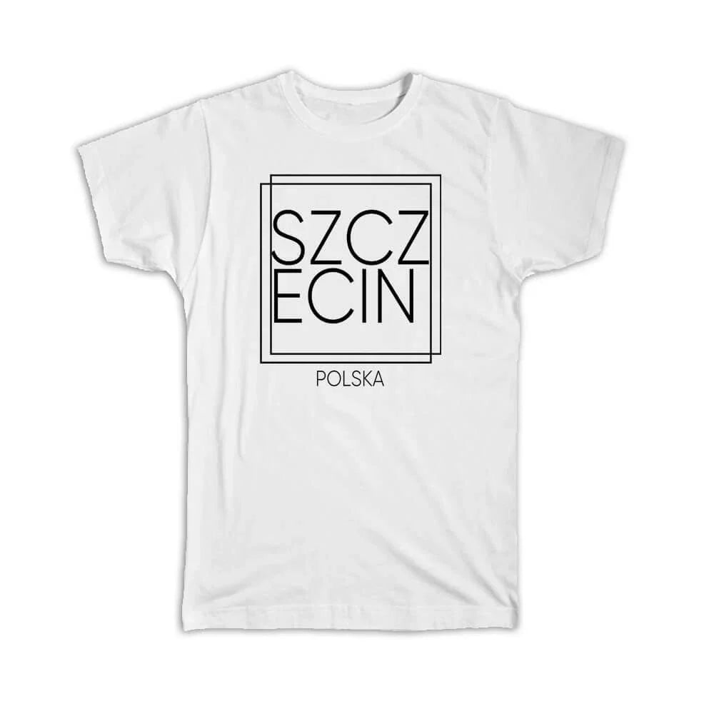 Gift T-Shirt : SZCZECIN Poland Square Modern Minimalist Font Unisex T-shirt, Sweatshirt, Hoodie, Long Sleeve Tee - T-Shirt, Sweatshirt, Hoodie