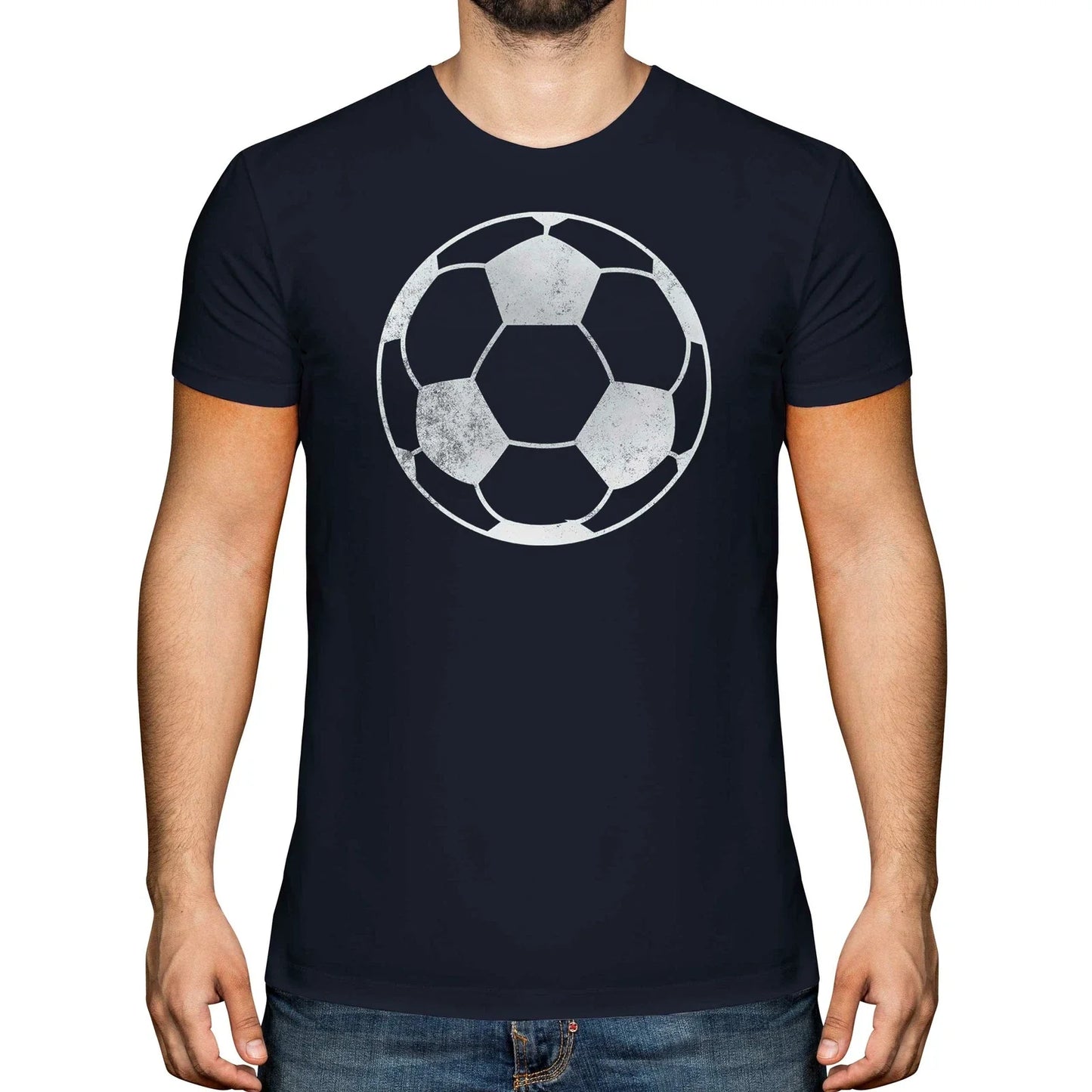 FOOTBALL DISTRESSED PRINT MENS T-SHIRT VINTAGE STYLE DESIGN TOP SOCCER GIFT Unisex T-shirt, Sweatshirt, Hoodie, Long Sleeve Tee - T-Shirt, Sweatshirt, Hoodie