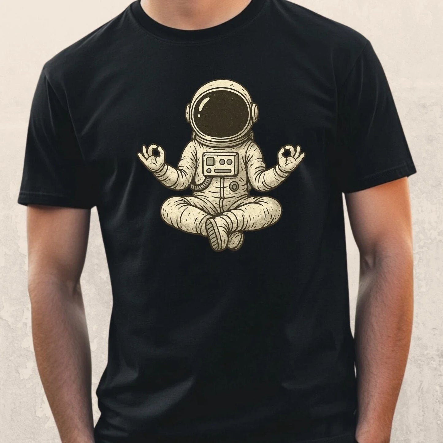 Mens Meditating Astronaut Motif Cotton T-Shirt Size XS to 5XL Unisex T-shirt, Sweatshirt, Hoodie, Long Sleeve Tee - T-Shirt, Sweatshirt, Hoodie