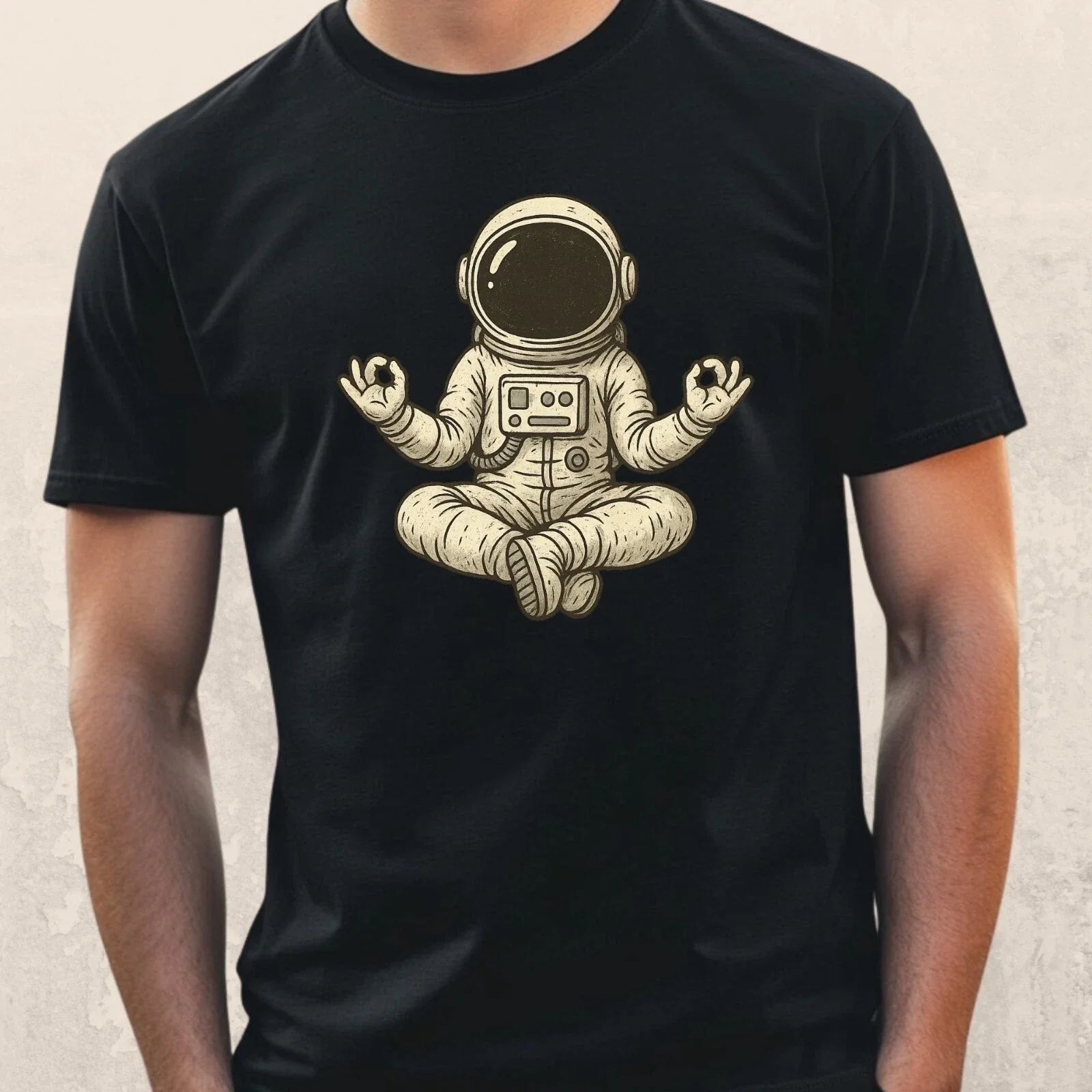 Mens Meditating Astronaut Motif Cotton T-Shirt Size XS to 5XL Unisex T-shirt, Sweatshirt, Hoodie, Long Sleeve Tee - T-Shirt, Sweatshirt, Hoodie