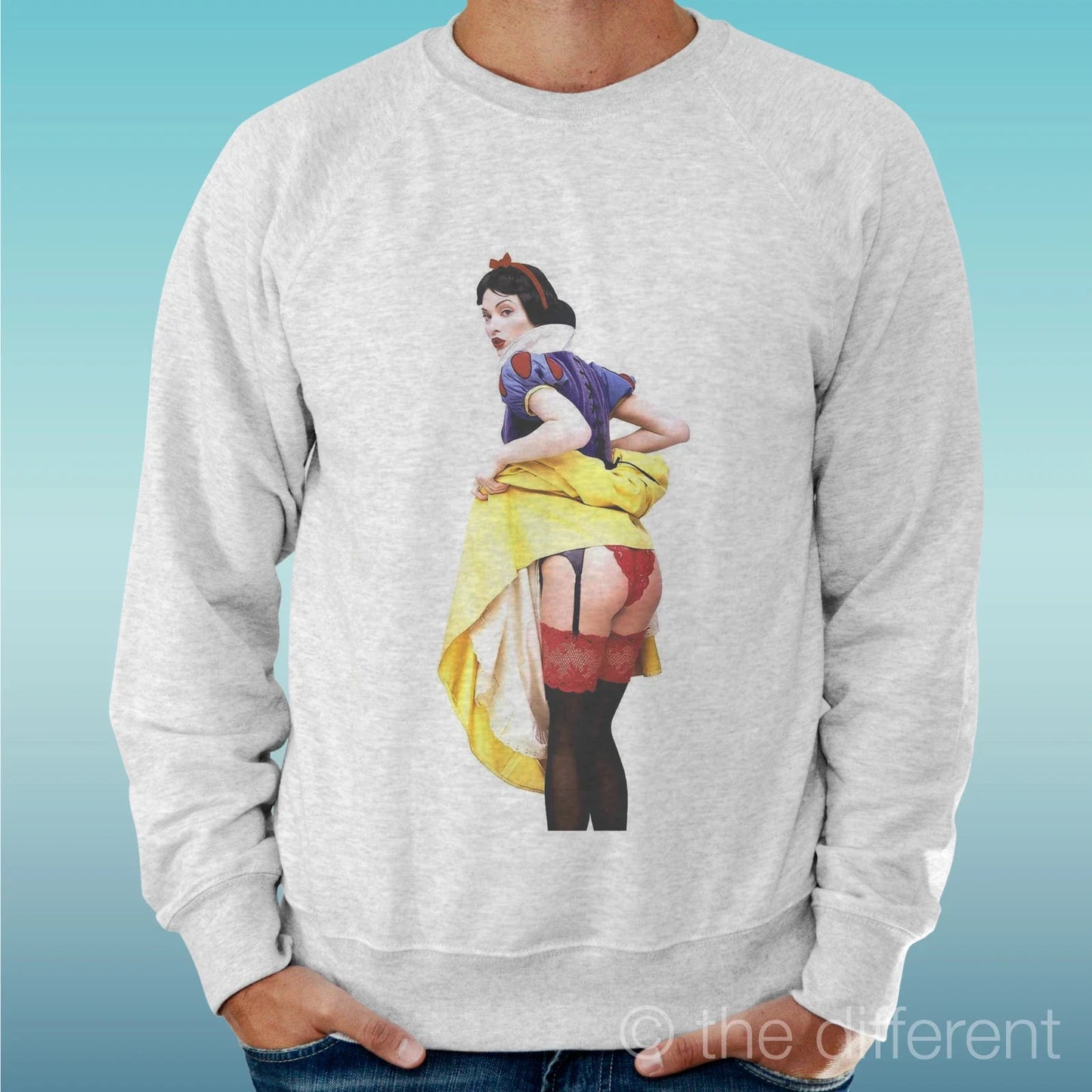 Felpa Man Light Sweater Light Grey " Snow White Hot " Road To Happiness Unisex T-shirt, Sweatshirt, Hoodie, Long Sleeve Tee - T-Shirt, Sweatshirt, Hoodie