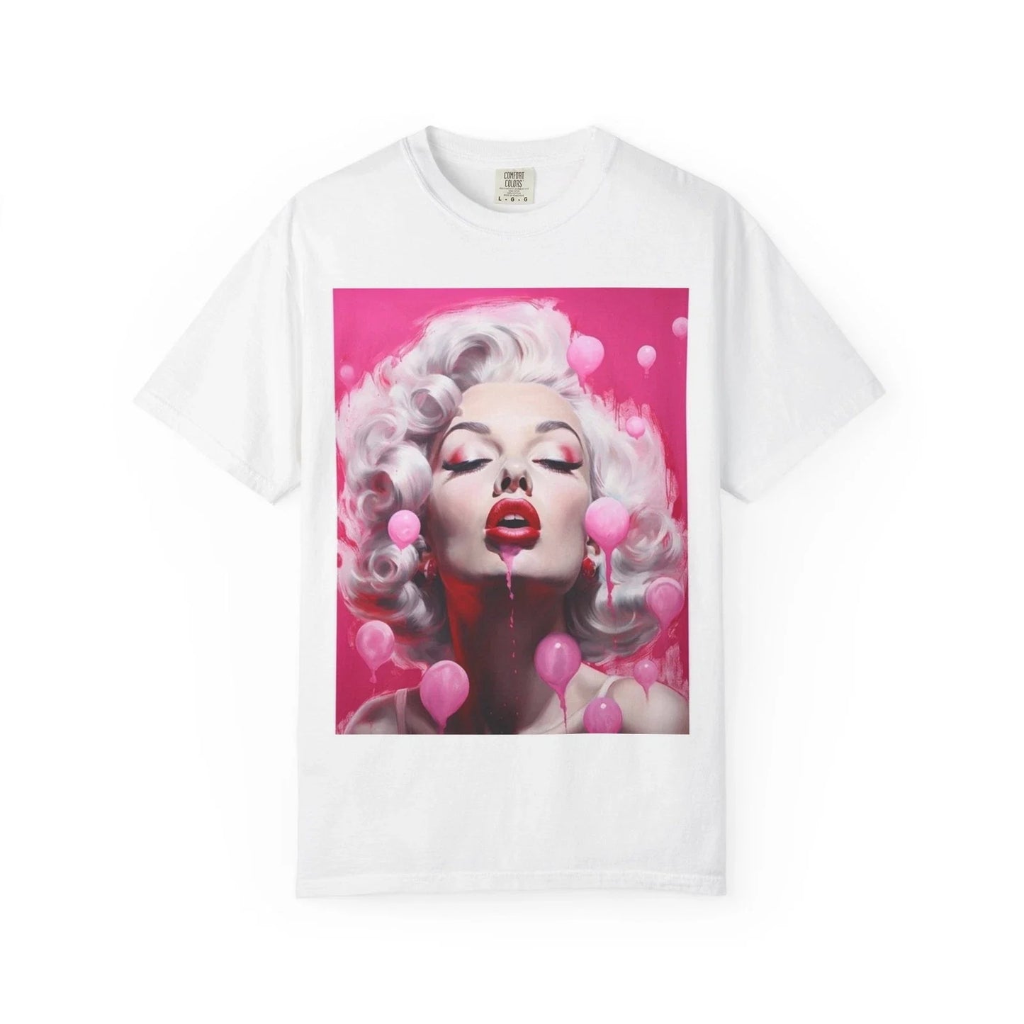 Marilyn Monroe Retro Glam Pop Art, T-Shirt | Pink Hearts, Pin-Up Illustration Unisex T-shirt, Sweatshirt, Hoodie, Long Sleeve Tee - T-Shirt, Sweatshirt, Hoodie