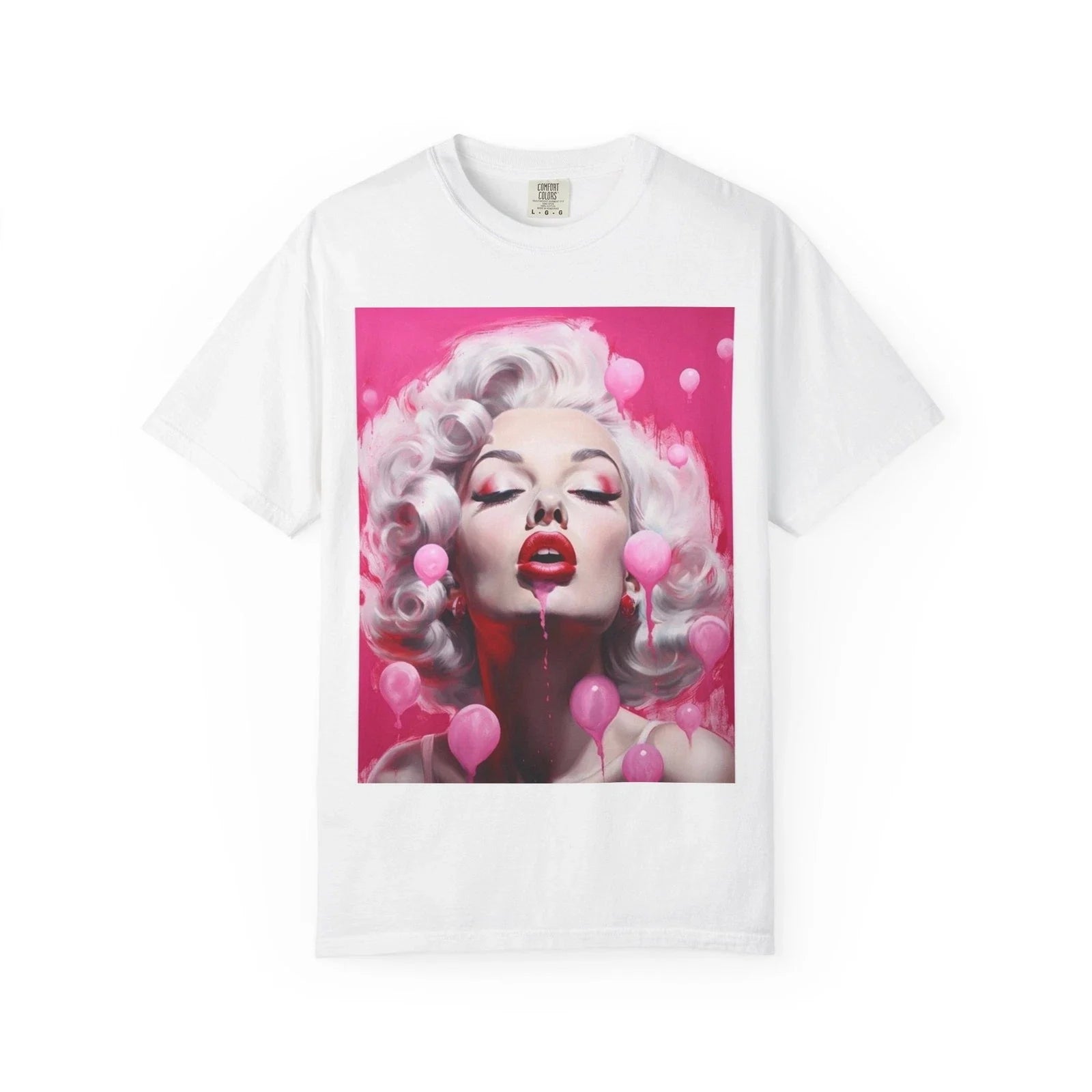 Marilyn Monroe Retro Glam Pop Art, T-Shirt | Pink Hearts, Pin-Up Illustration Unisex T-shirt, Sweatshirt, Hoodie, Long Sleeve Tee - T-Shirt, Sweatshirt, Hoodie