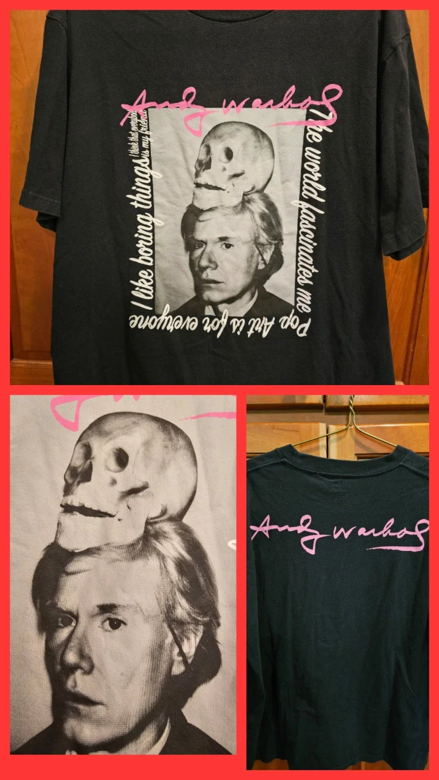 Uniqlo x Andy Warhol Skull Goth Pop Art Boring Portrait Graphic T-Shirt Large Unisex T-shirt, Sweatshirt, Hoodie, Long Sleeve Tee - T-Shirt, Sweatshirt, Hoodie
