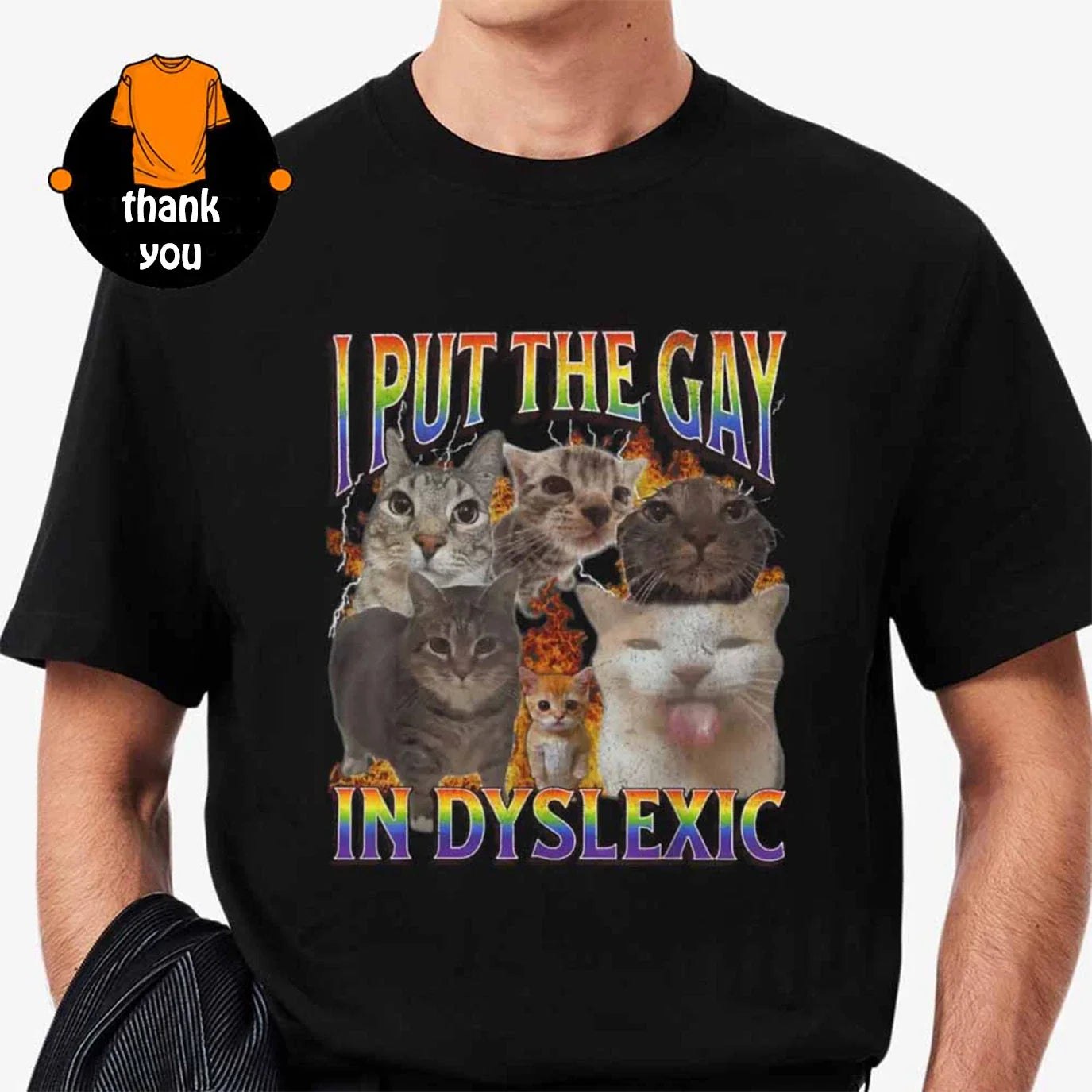 I Put The Gay In Dyslexic Megan Skiendiel KATSEYE Wearing Cat Meme T-Shirt Unisex T-shirt, Sweatshirt, Hoodie, Long Sleeve Tee - T-Shirt, Sweatshirt, Hoodie