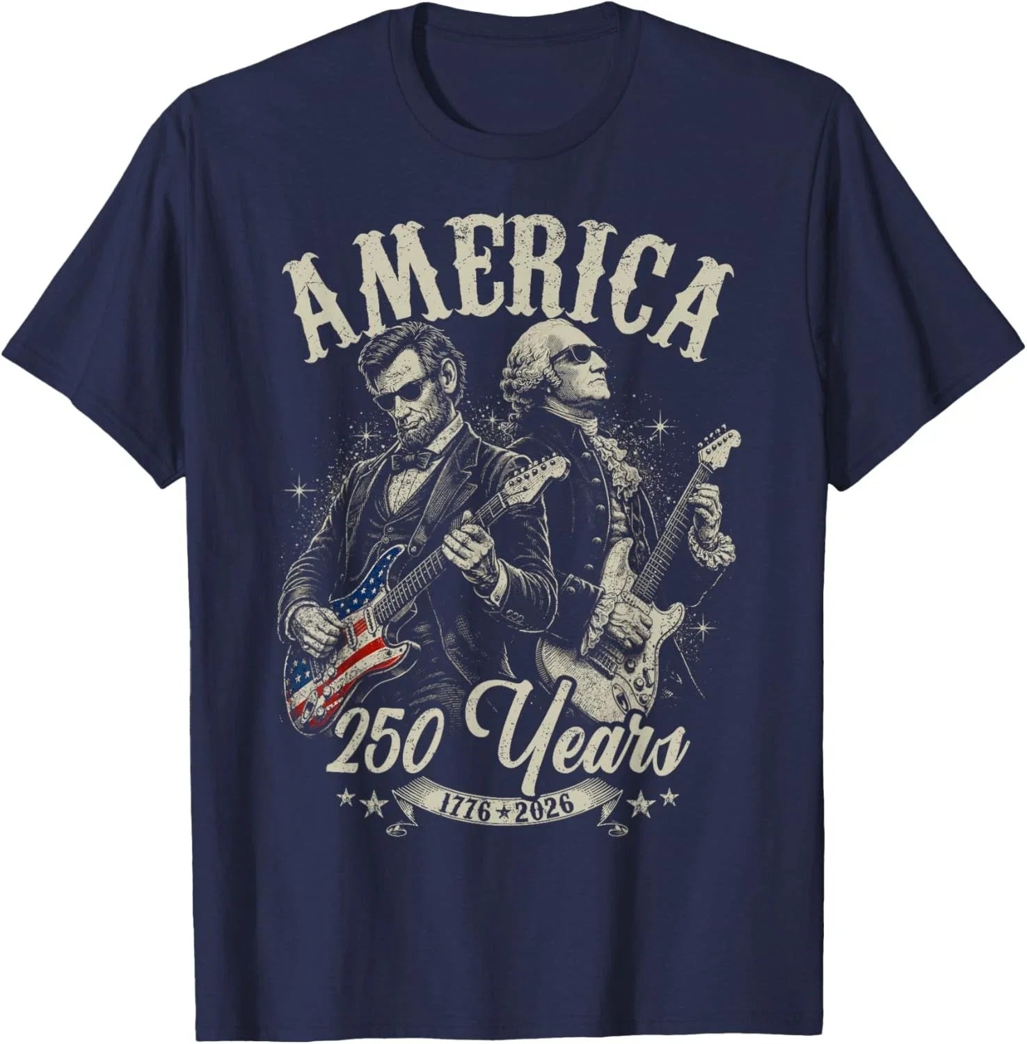 George Washington Lincoln Playing Guitar Abe Lincoln 250th Unisex T-Shirt Unisex T-shirt, Sweatshirt, Hoodie, Long Sleeve Tee - T-Shirt, Sweatshirt, Hoodie