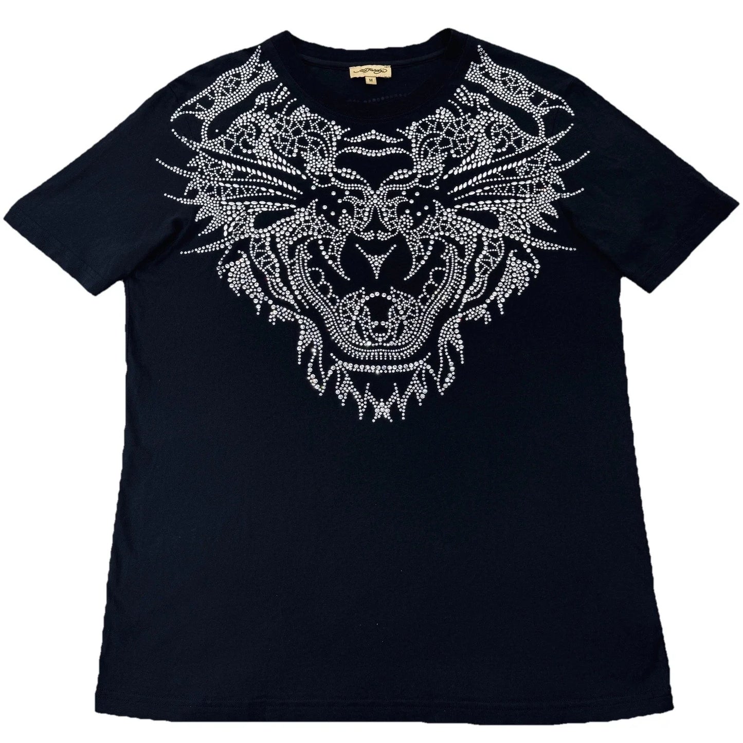 Ed Hardy Rhinestone Tiger T-Shirt Unisex Medium Black Vintage Y2K Gold Label Unisex T-shirt, Sweatshirt, Hoodie, Long Sleeve Tee - T-Shirt, Sweatshirt, Hoodie