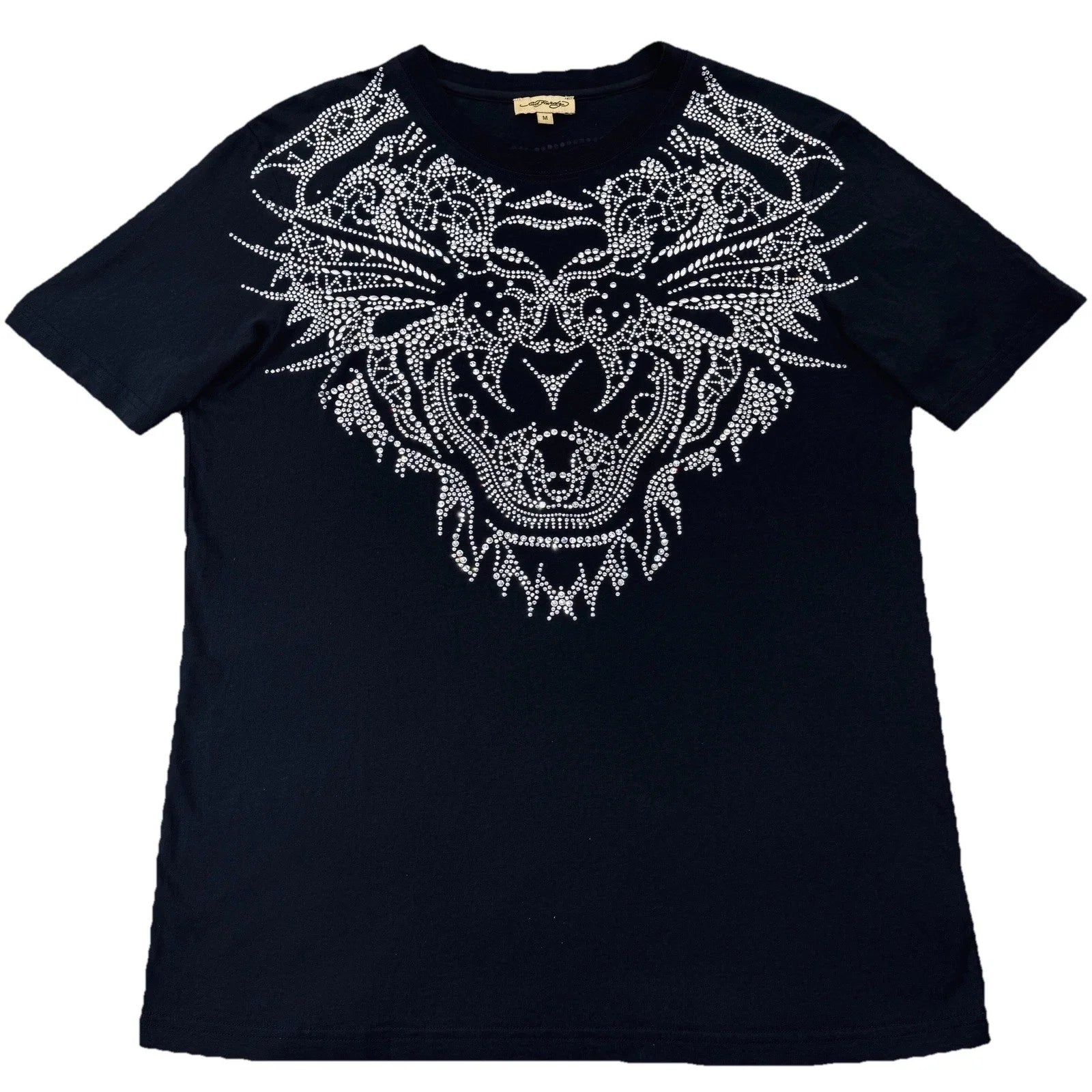 Ed Hardy Rhinestone Tiger T-Shirt Unisex Medium Black Vintage Y2K Gold Label Unisex T-shirt, Sweatshirt, Hoodie, Long Sleeve Tee - T-Shirt, Sweatshirt, Hoodie