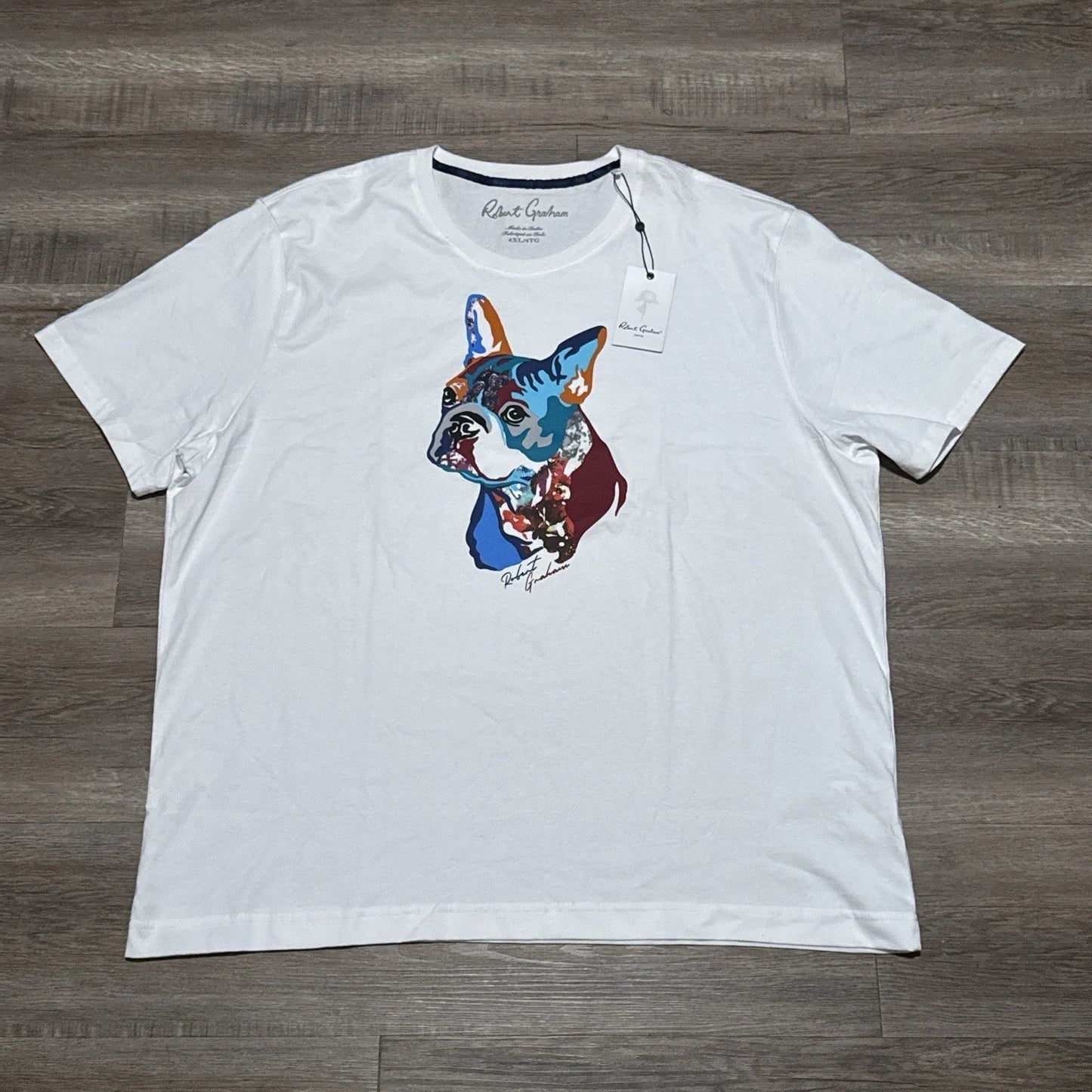 NEW Robert Graham Men's Size 4XL White French Bulldog Pop Art Pup T Shirt Unisex T-shirt, Sweatshirt, Hoodie, Long Sleeve Tee - T-Shirt, Sweatshirt, Hoodie