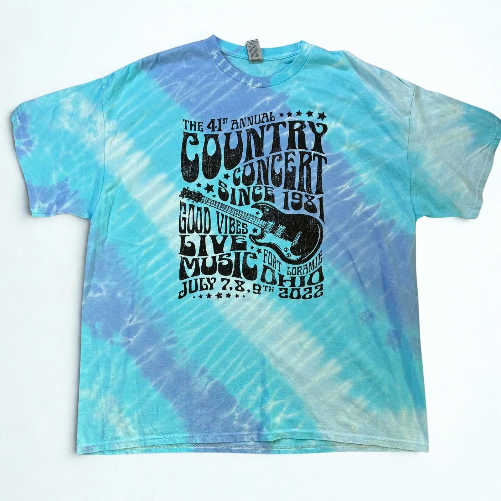 2022 Country Concert Fort Loramie T Shirt 2XL Blue Tie Dye Gildan Cotton Unisex T-shirt, Sweatshirt, Hoodie, Long Sleeve Tee - T-Shirt, Sweatshirt, Hoodie