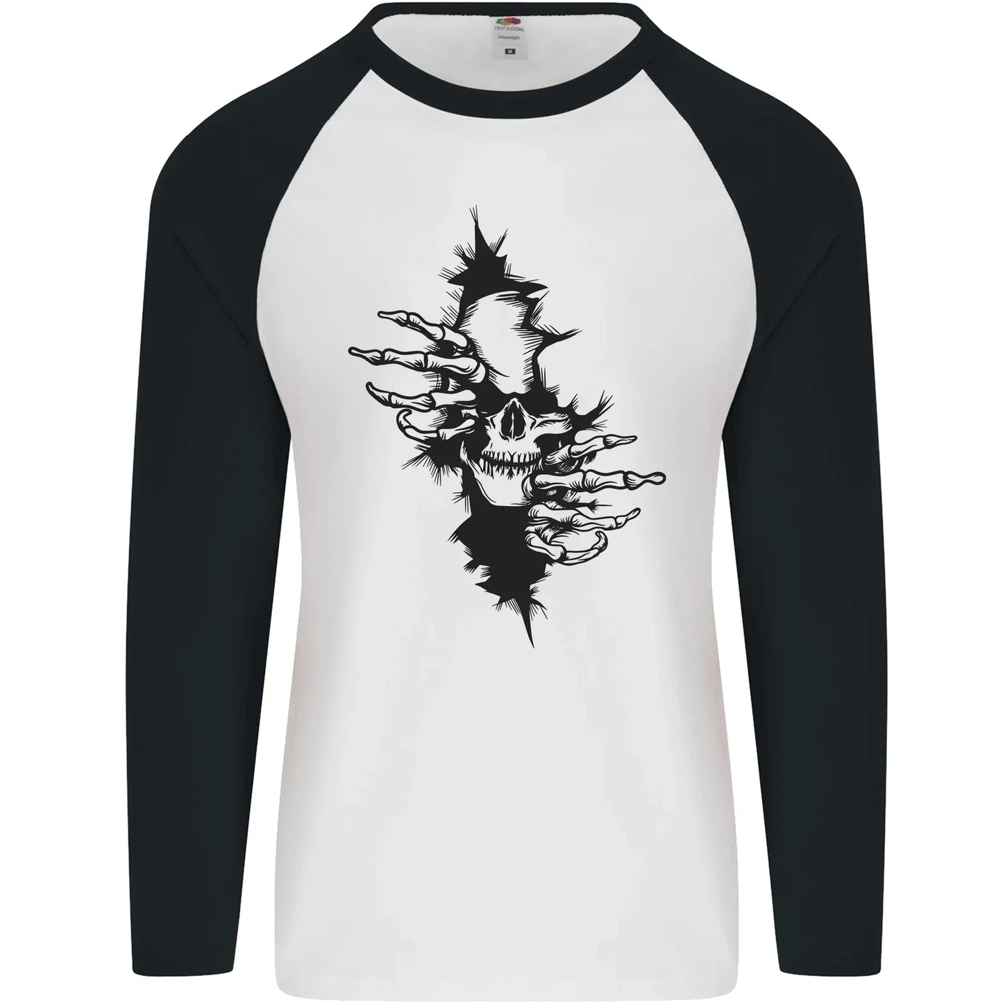 A Skull From a Ripped Shirt Gothic Goth Biker Mens L/S Baseball T-Shirt Unisex T-shirt, Sweatshirt, Hoodie, Long Sleeve Tee - T-Shirt, Sweatshirt, Hoodie