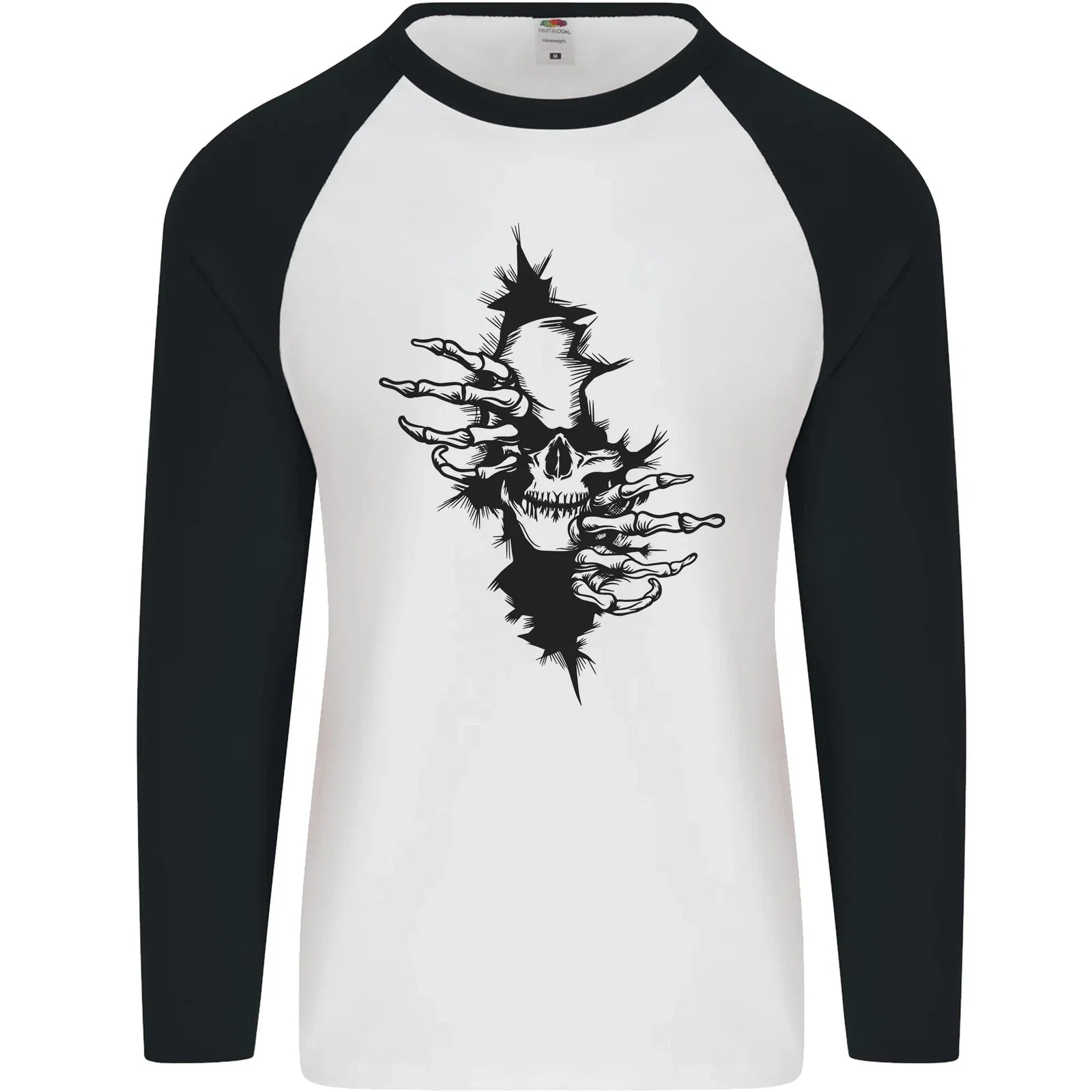 A Skull From a Ripped Shirt Gothic Goth Biker Mens L/S Baseball T-Shirt Unisex T-shirt, Sweatshirt, Hoodie, Long Sleeve Tee - T-Shirt, Sweatshirt, Hoodie