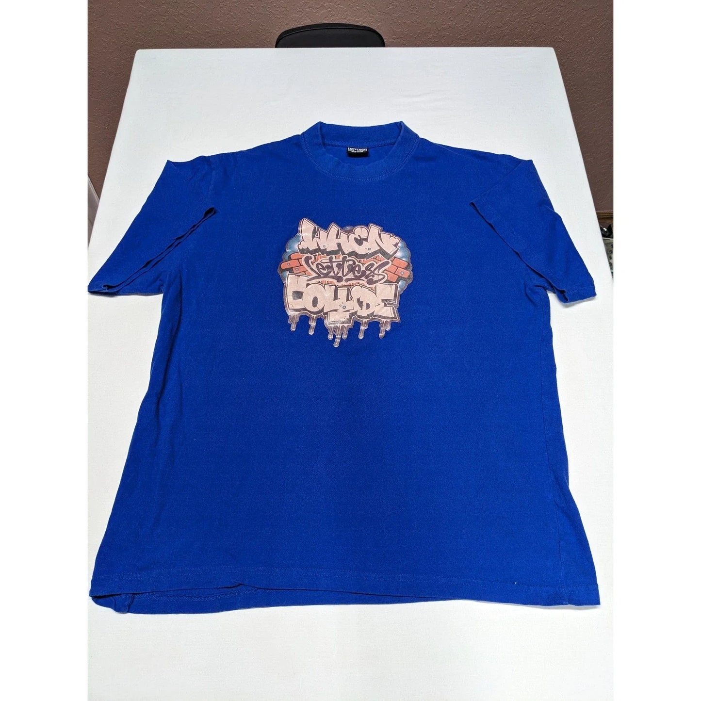 Skyland Tees Mens 2XL Royal Blue Graffiti Graphic When Letters Collide T-Shirt Unisex T-shirt, Sweatshirt, Hoodie, Long Sleeve Tee - T-Shirt, Sweatshirt, Hoodie