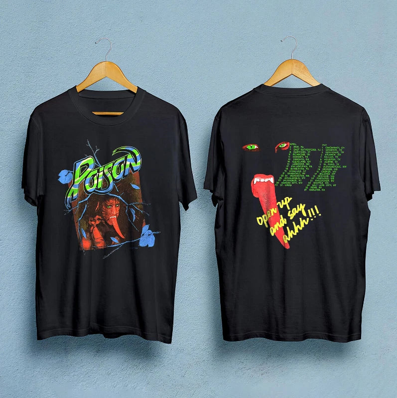 Vintage 80s POISON Open Up And Say Ahh Banned 1988 tour concert band T-Shirt Unisex T-shirt, Sweatshirt, Hoodie, Long Sleeve Tee - T-Shirt, Sweatshirt, Hoodie