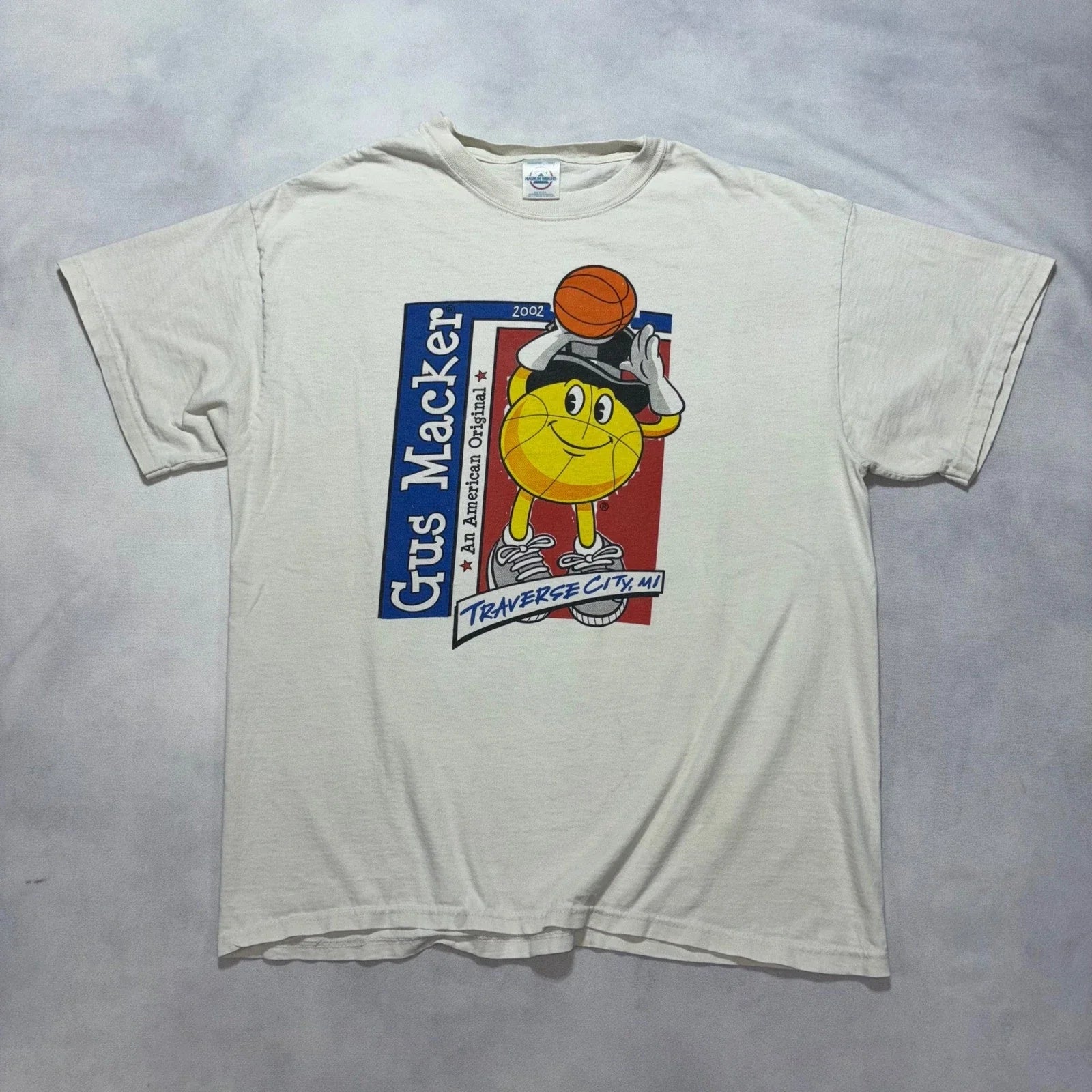 Vintage Gus Macker T-Shirt Mens Large White Traverse City MI Basketball 2002 Y2K Unisex T-shirt, Sweatshirt, Hoodie, Long Sleeve Tee - T-Shirt, Sweatshirt, Hoodie