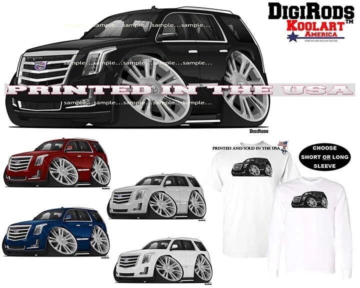 Cadillac Escalade Luxury SUV DigiRods / Koolart Cartoon Car T Shirt S-5X Unisex T-shirt, Sweatshirt, Hoodie, Long Sleeve Tee - T-Shirt, Sweatshirt, Hoodie