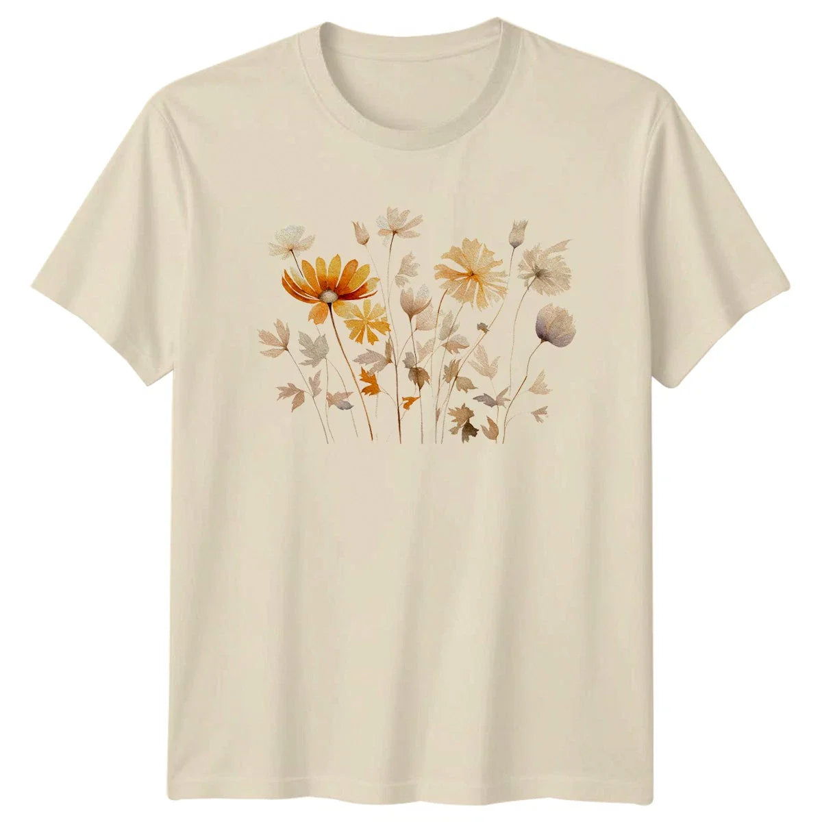 Autumn Wildflower Field Watercolor Art Womens T-Shirt Boho Botanical Unisex T-shirt, Sweatshirt, Hoodie, Long Sleeve Tee - T-Shirt, Sweatshirt, Hoodie