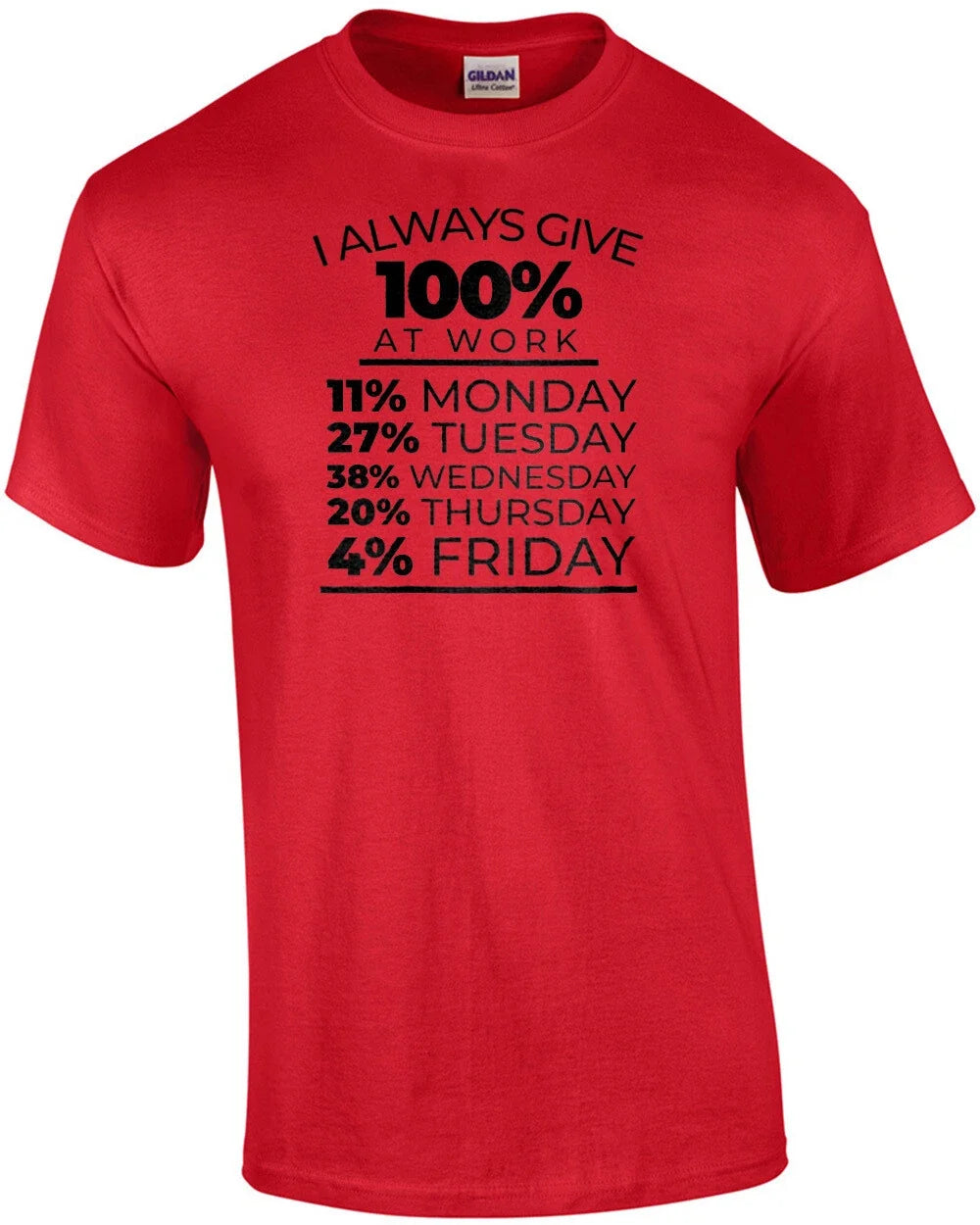 I always give 100% at work - 11% monday 27% tuesday - funny work office humor... Unisex T-shirt, Sweatshirt, Hoodie, Long Sleeve Tee - T-Shirt, Sweatshirt, Hoodie