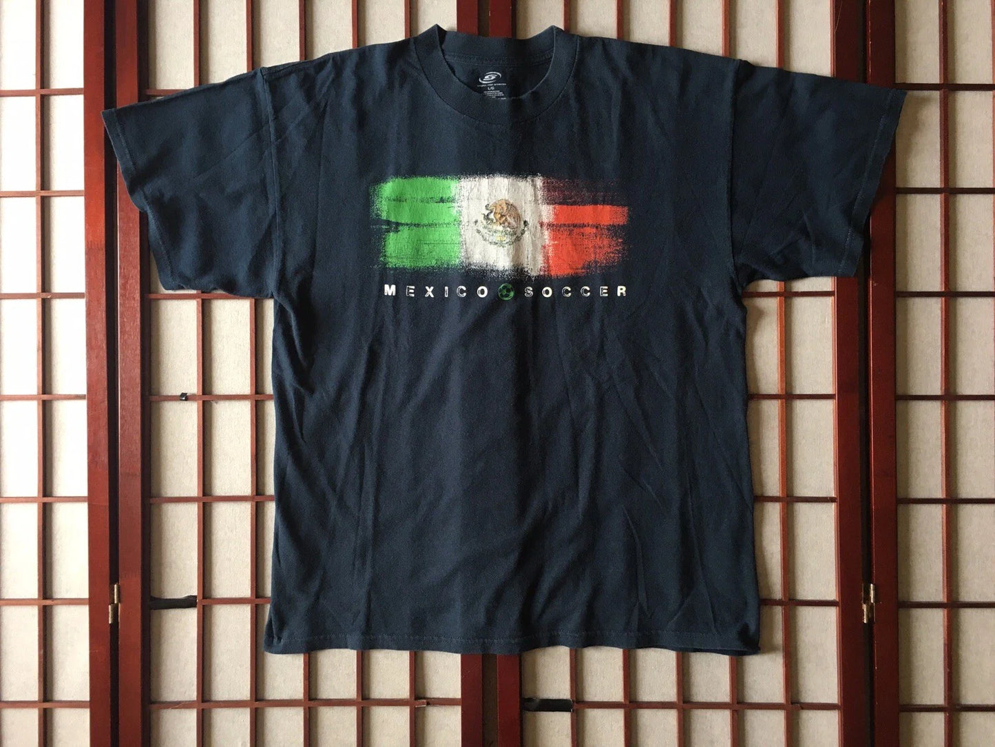 Simply For Sports Blue T Shirt w Aged Look Flag Mexico Soccer Graphic Men Size L Unisex T-shirt, Sweatshirt, Hoodie, Long Sleeve Tee - T-Shirt, Sweatshirt, Hoodie