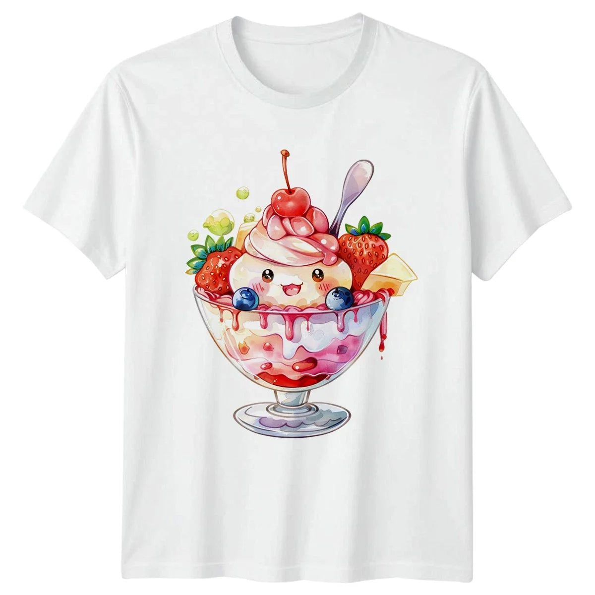 Kawaii Strawberry Ice Cream Sundae T-Shirt Summer Gift For Him And Her Unisex T-shirt, Sweatshirt, Hoodie, Long Sleeve Tee - T-Shirt, Sweatshirt, Hoodie