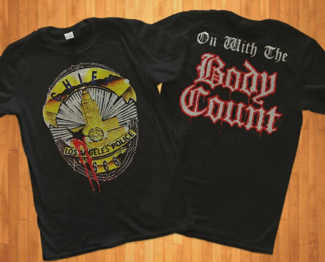 BODY COUNT SHIRT VINTAGE TSHIRT 1992 LAPD CHIEF 666 ICE-T 1990S Unisex T-shirt, Sweatshirt, Hoodie, Long Sleeve Tee - T-Shirt, Sweatshirt, Hoodie
