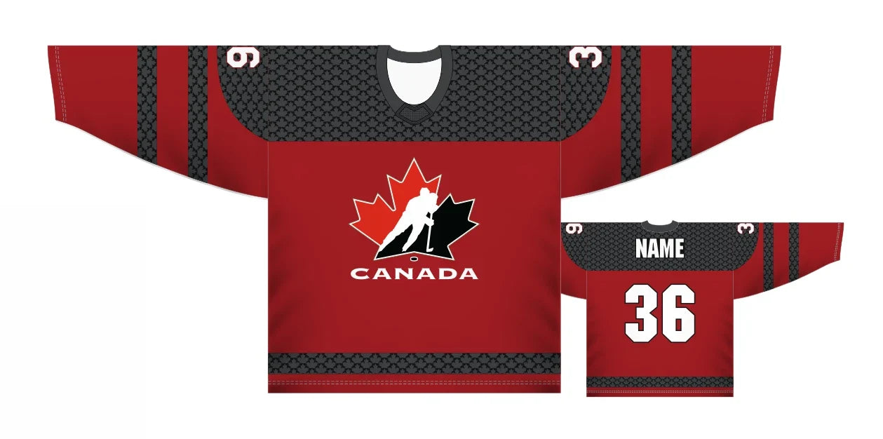 Team Canada Red 2025 Ice Hockey Jersey Custom Name and Number Unisex T-shirt, Sweatshirt, Hoodie, Long Sleeve Tee - T-Shirt, Sweatshirt, Hoodie