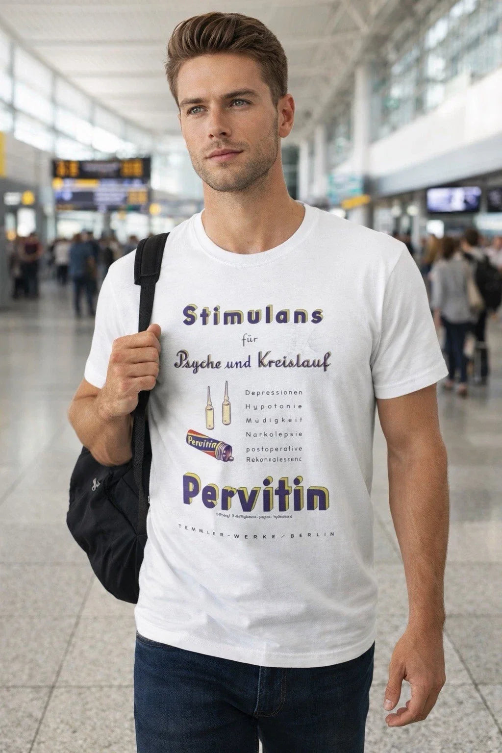 Vintage Style Pervitin WWII Reproduction T-Shirt XL White Historical Ad Unisex T-shirt, Sweatshirt, Hoodie, Long Sleeve Tee - T-Shirt, Sweatshirt, Hoodie