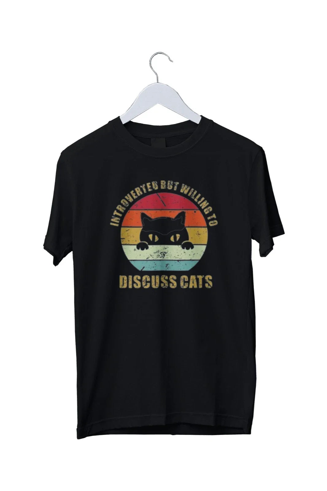 Introverted But Willing To Discuss Cats Graphic T-Shirt Mens S M L XL 2 3 4 XL Unisex T-shirt, Sweatshirt, Hoodie, Long Sleeve Tee - T-Shirt, Sweatshirt, Hoodie