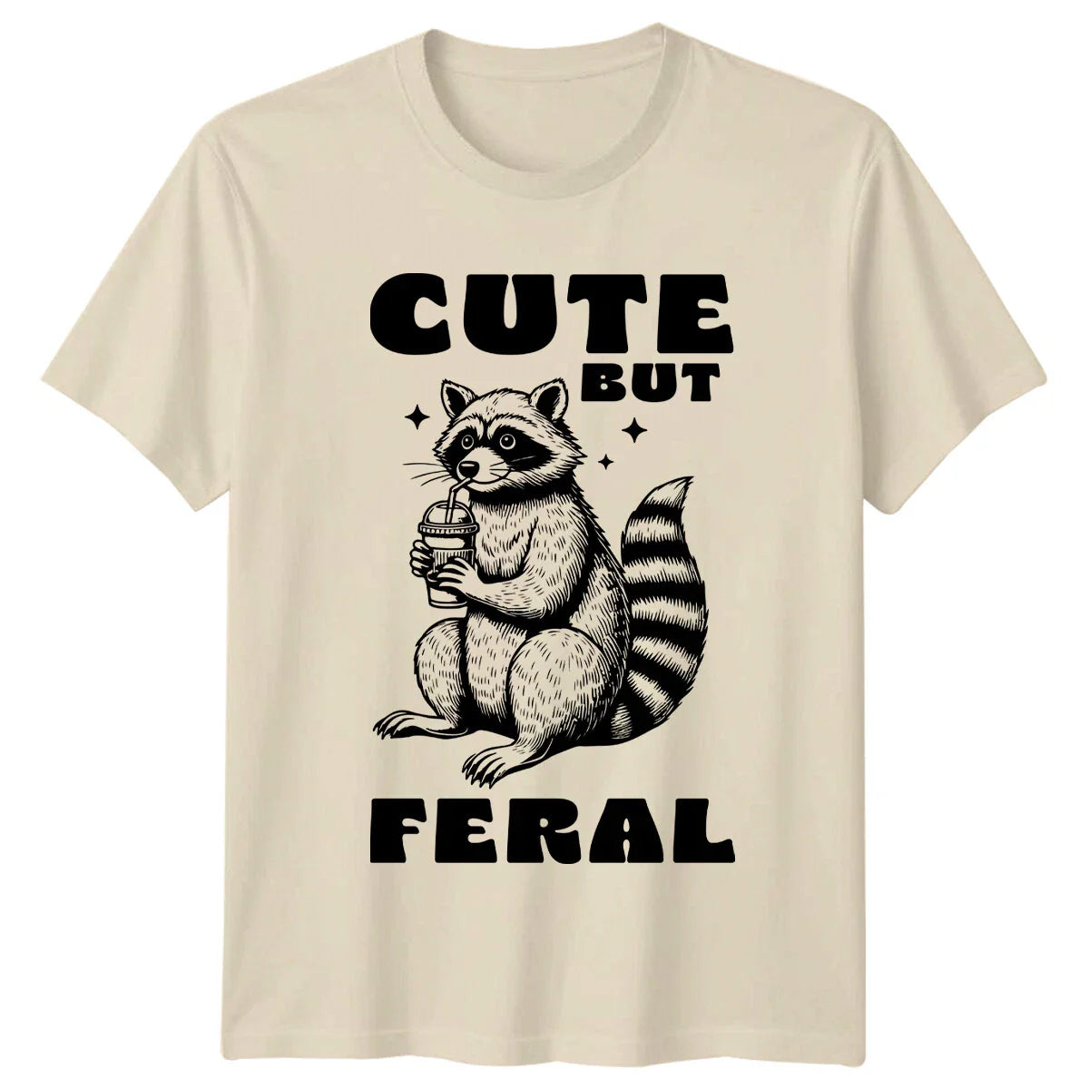Cute But Feral Raccoon T-Shirt, Funny Animal Pun Tee Unisex T-shirt, Sweatshirt, Hoodie, Long Sleeve Tee - T-Shirt, Sweatshirt, Hoodie