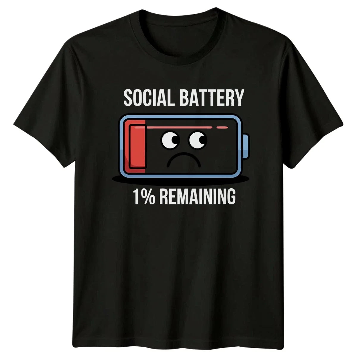 Social Battery 1 Percent Remaining T-Shirt Introvert Anxiety Humor Novelty Unisex T-shirt, Sweatshirt, Hoodie, Long Sleeve Tee - T-Shirt, Sweatshirt, Hoodie