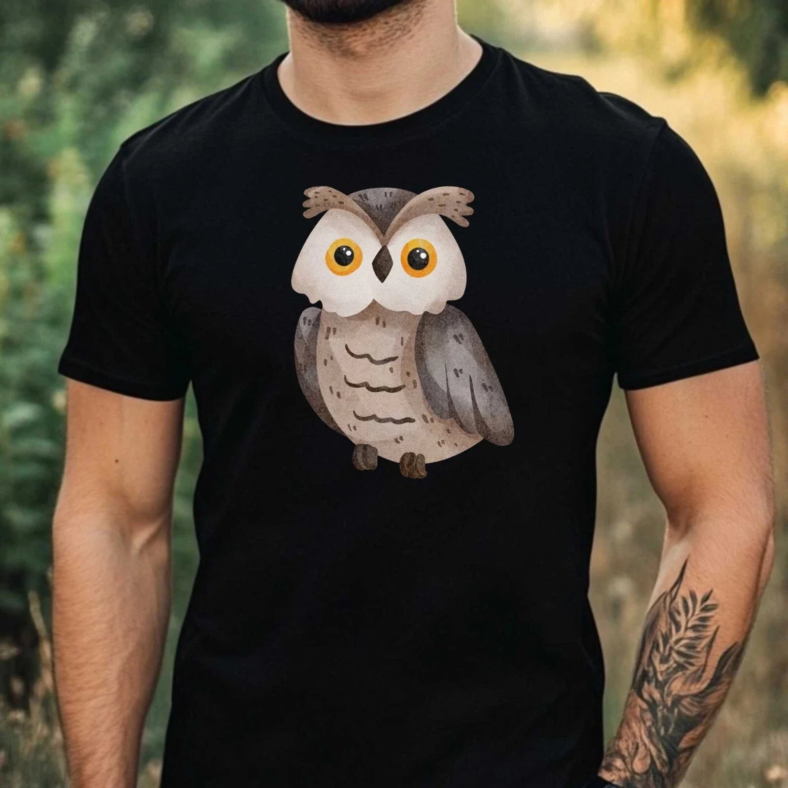 Mens Cool Owl Print Cotton T-Shirt Size XS to 5XL Unisex T-shirt, Sweatshirt, Hoodie, Long Sleeve Tee - T-Shirt, Sweatshirt, Hoodie