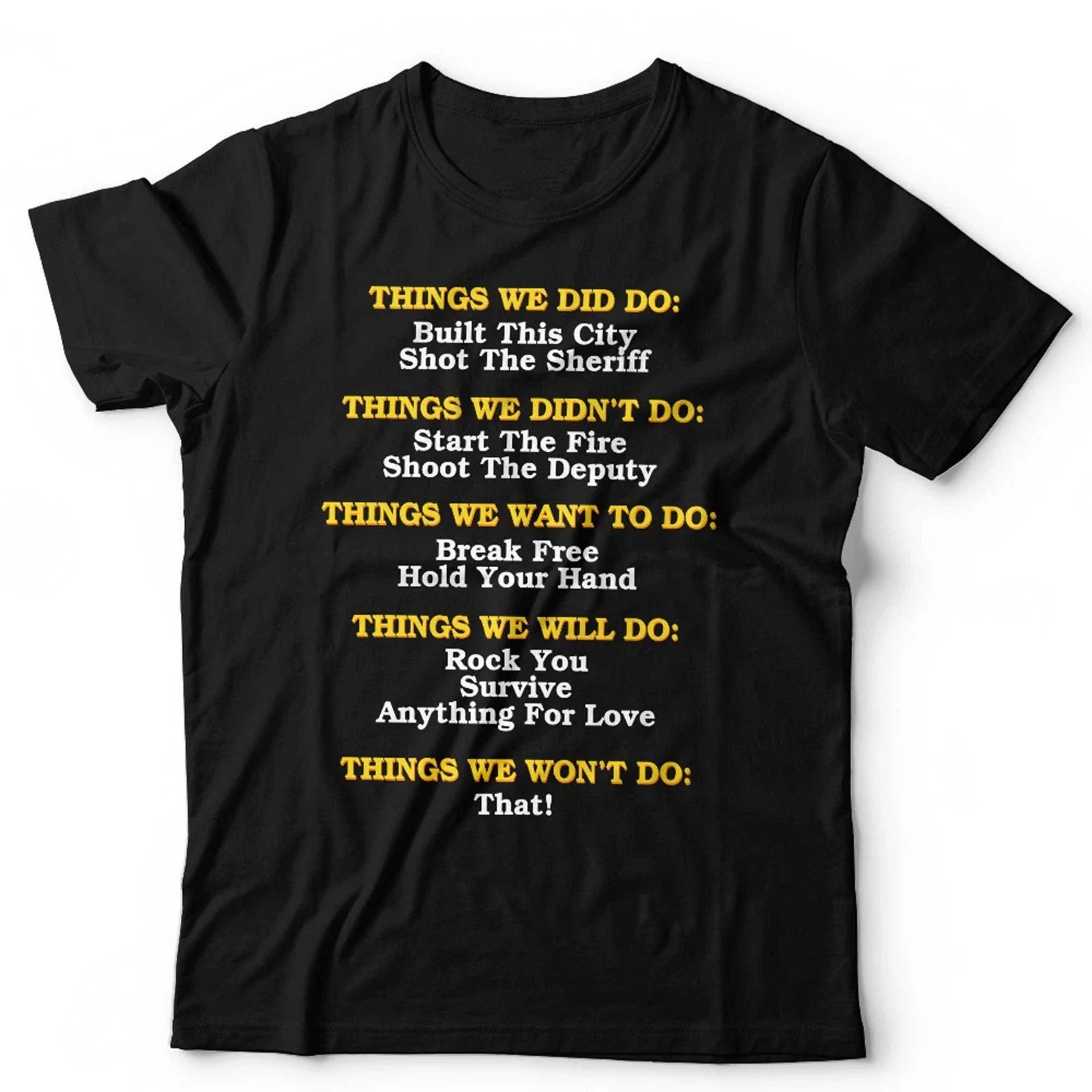 Funny Music Lyrics T Shirt Unisex & Ladies Pop Song Titles Music Lover Unisex T-shirt, Sweatshirt, Hoodie, Long Sleeve Tee - T-Shirt, Sweatshirt, Hoodie