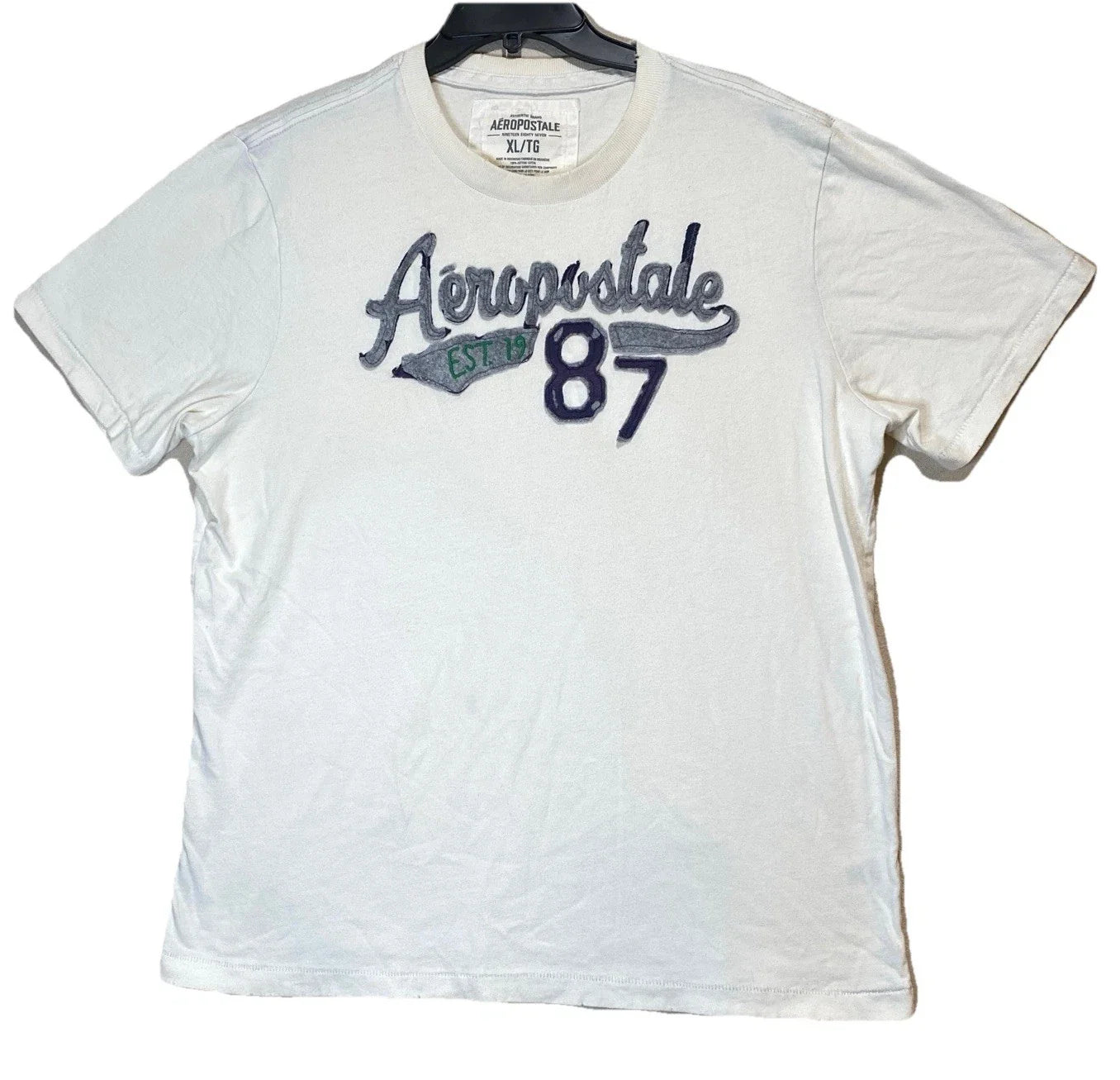 Y2K Aropostale T Shirt Mens XL Cotton White & Gray Spell Out Retro Layer Urban Unisex T-shirt, Sweatshirt, Hoodie, Long Sleeve Tee - T-Shirt, Sweatshirt, Hoodie