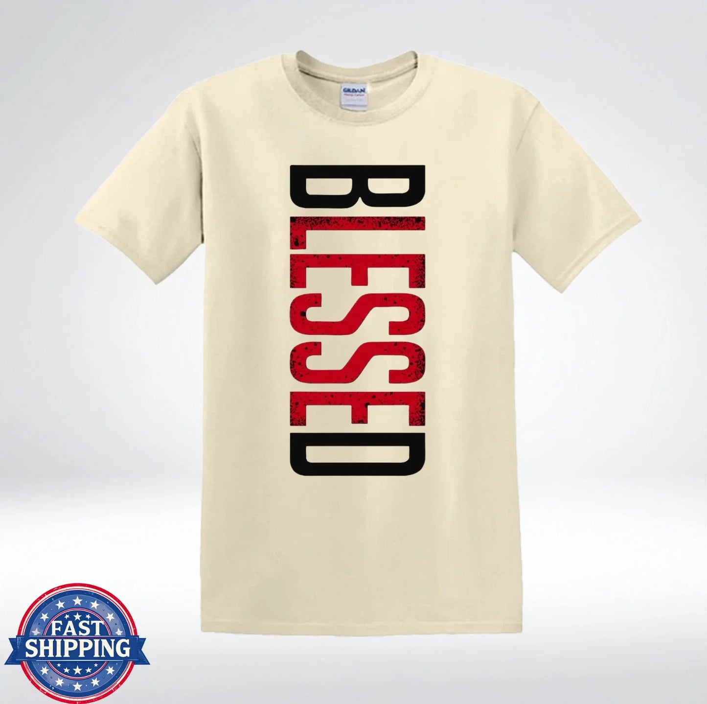 Blessed Shirt Minimalist Vertical Typography Faith Graphic T-Shirt Unisex T-shirt, Sweatshirt, Hoodie, Long Sleeve Tee - T-Shirt, Sweatshirt, Hoodie