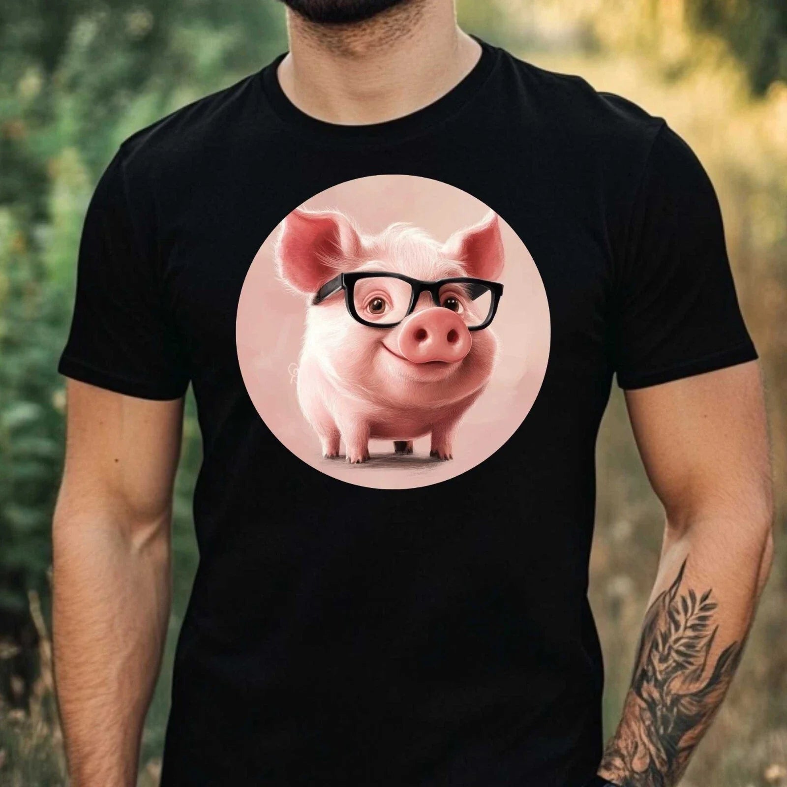 Mens Funny Pink Pig Print Cotton T-Shirt Size XS to 5XL Unisex T-shirt, Sweatshirt, Hoodie, Long Sleeve Tee - T-Shirt, Sweatshirt, Hoodie