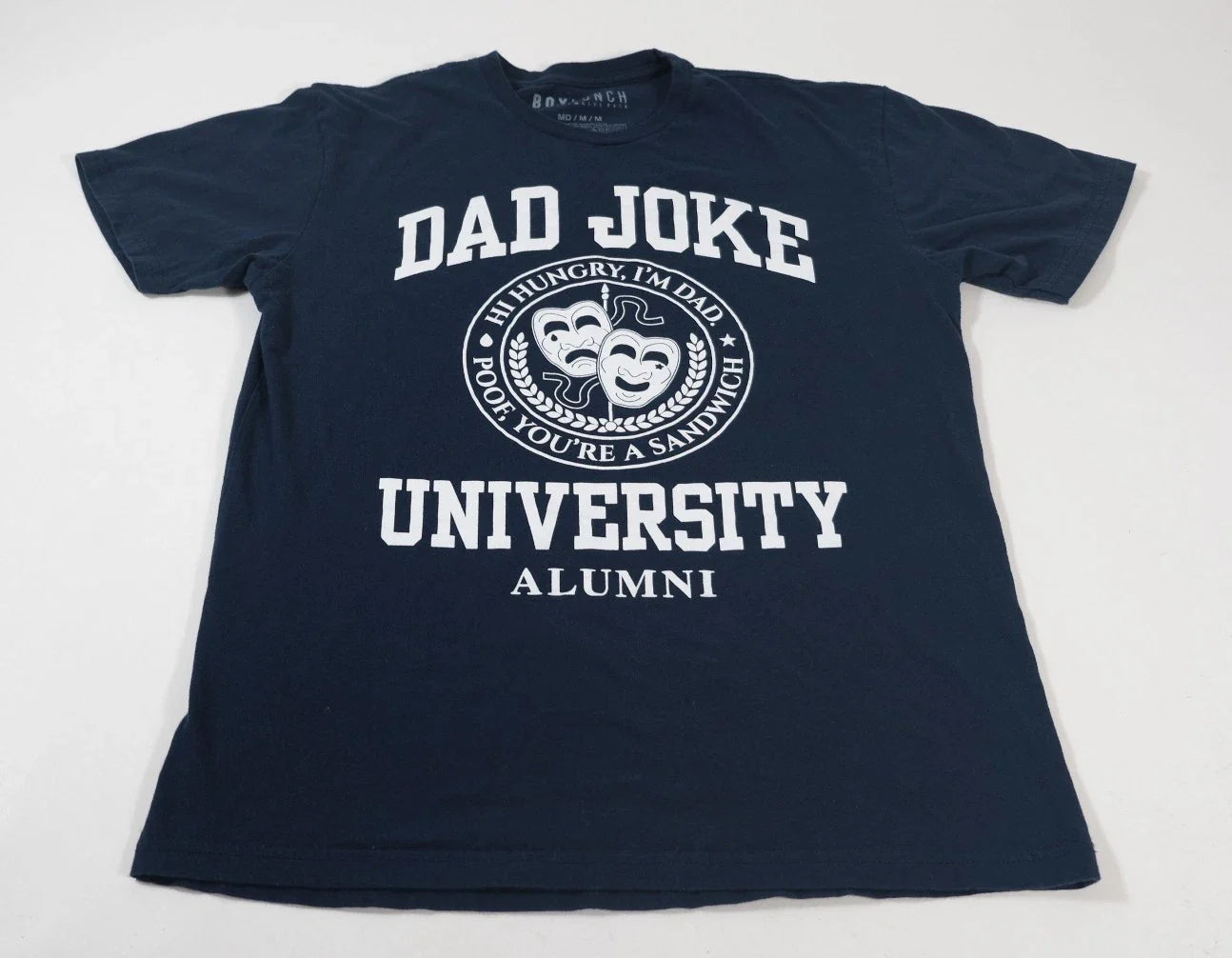 Box Lunch Men's Dad Joke University Blue Graphic T-shirt Size M Unisex T-shirt, Sweatshirt, Hoodie, Long Sleeve Tee - T-Shirt, Sweatshirt, Hoodie
