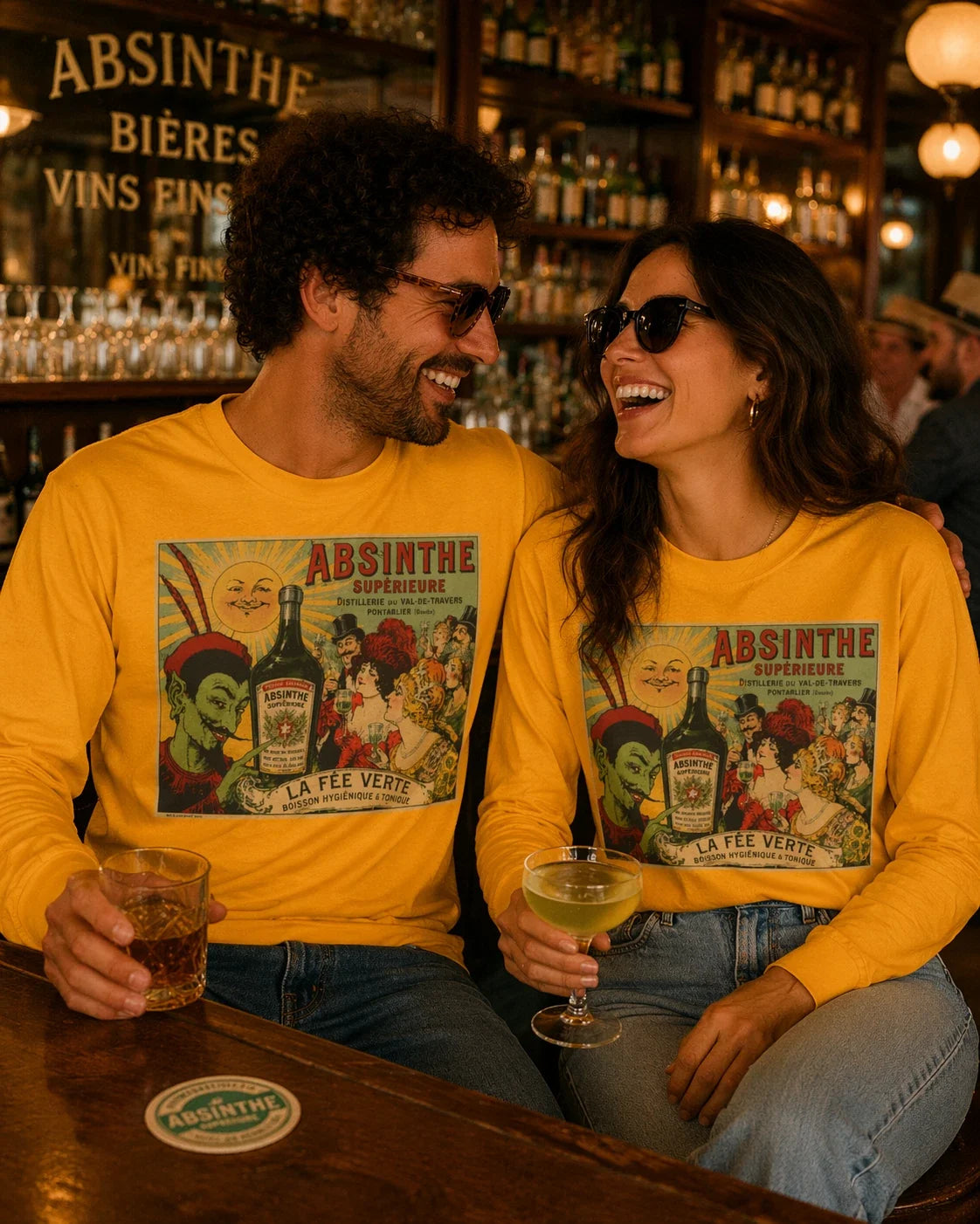 Absinthe Vintage Poster Long Sleeve Tee Retro French Label Art Shirt Gift Shirt Unisex T-shirt, Sweatshirt, Hoodie, Long Sleeve Tee - T-Shirt, Sweatshirt, Hoodie