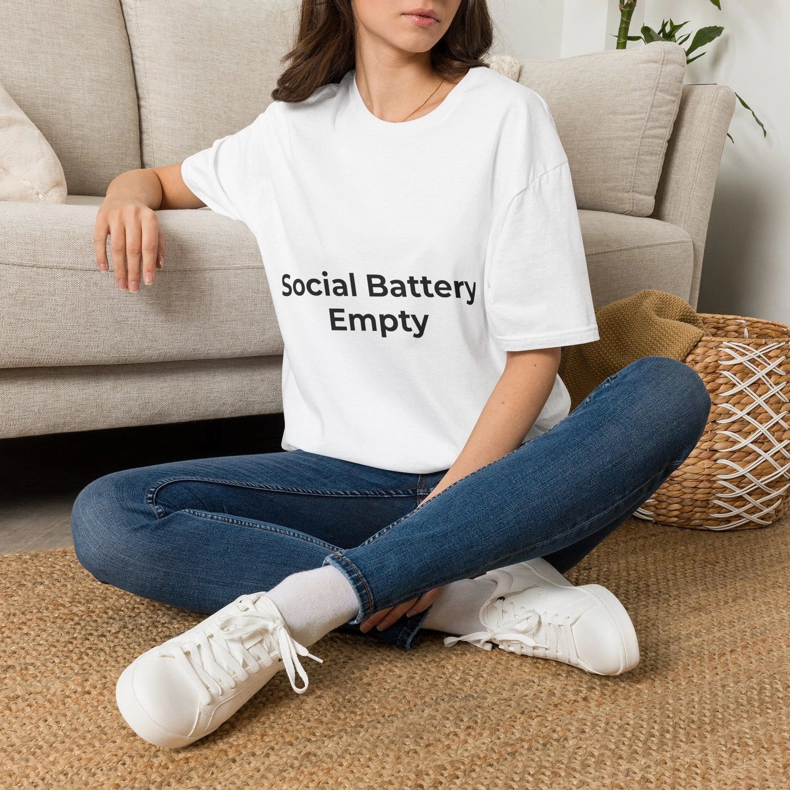 Social Battery Empty T-Shirt | Introvert Humor, Text Tee Unisex T-shirt, Sweatshirt, Hoodie, Long Sleeve Tee - T-Shirt, Sweatshirt, Hoodie