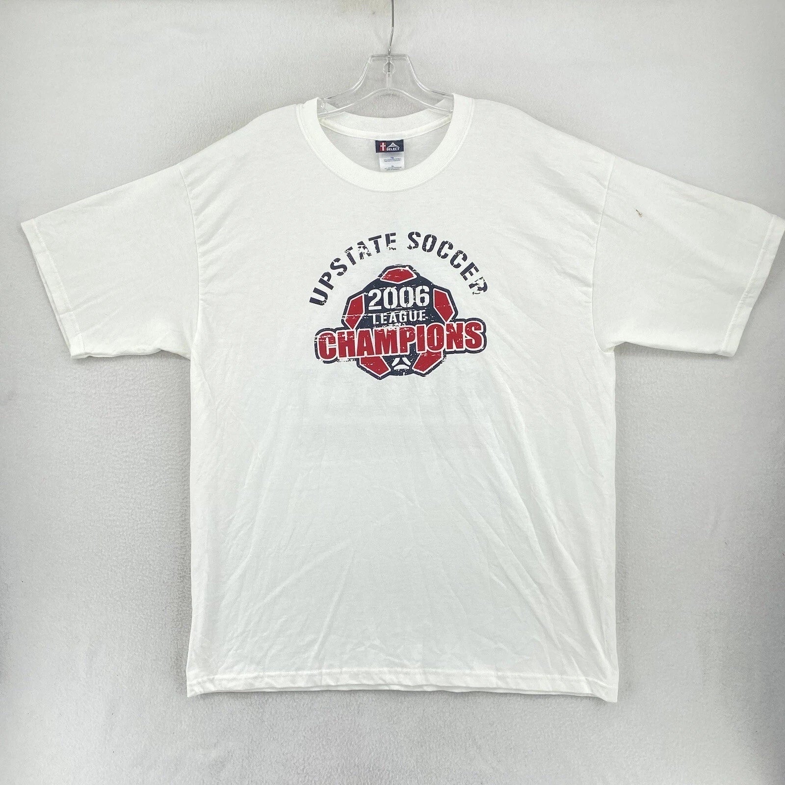 Vintage Select Soccer Upstate Champions 2006 Men's T-shirt Size XL White Unisex T-shirt, Sweatshirt, Hoodie, Long Sleeve Tee - T-Shirt, Sweatshirt, Hoodie