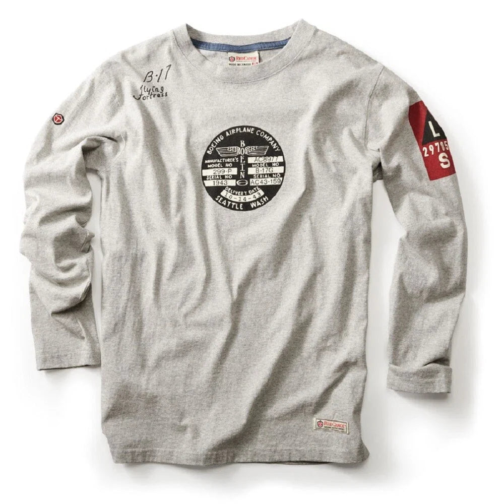 Red Canoe B-17 Long Sleeve T-Shirt -  Gray Unisex T-shirt, Sweatshirt, Hoodie, Long Sleeve Tee - T-Shirt, Sweatshirt, Hoodie