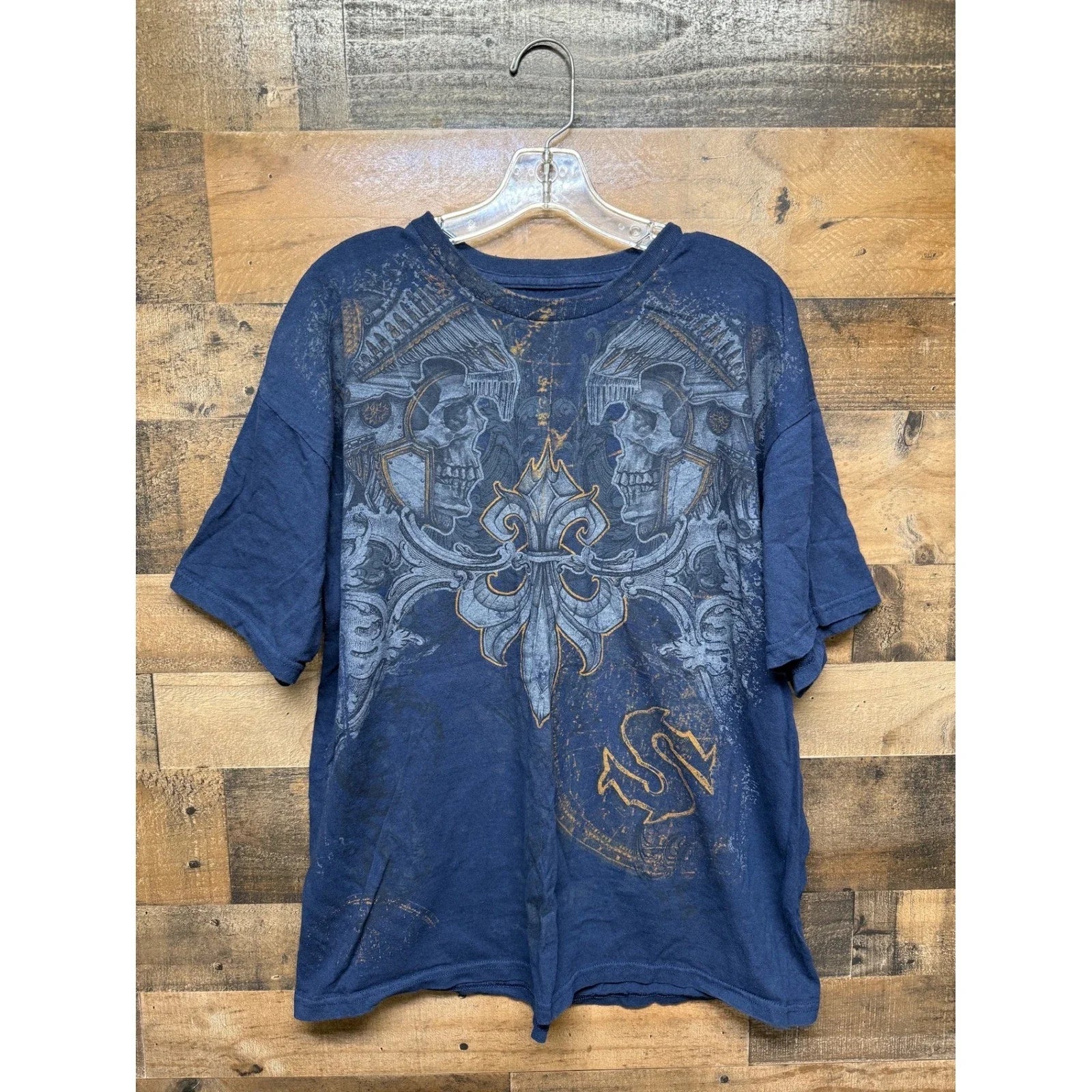 Sinister Brand Skull Graphic T Shirt Men's X Large Blue Cotton Unisex T-shirt, Sweatshirt, Hoodie, Long Sleeve Tee - T-Shirt, Sweatshirt, Hoodie