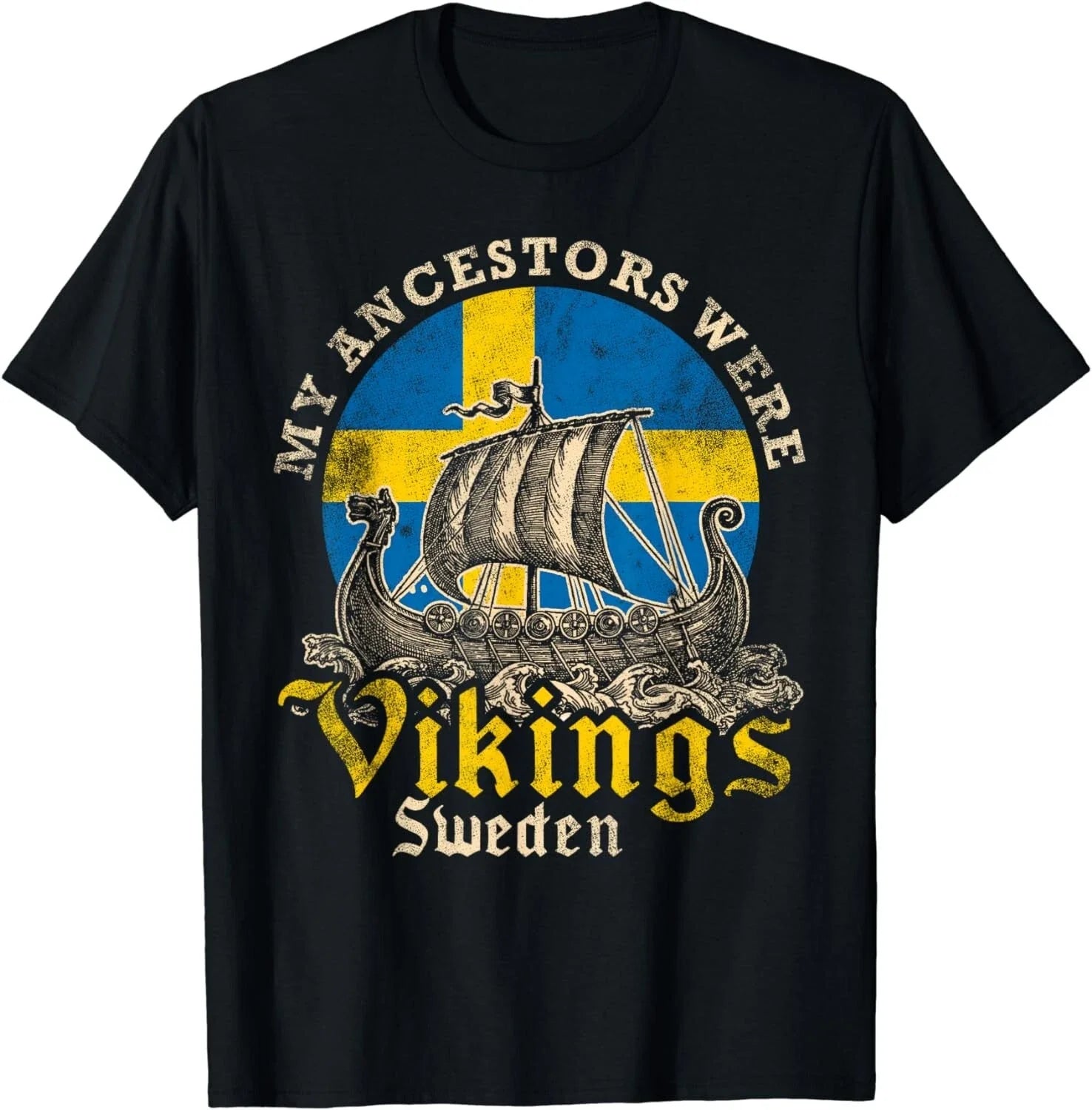 Swedish Sweden Swede Viking Ship Flag Gift Unisex T-Shirt Unisex T-shirt, Sweatshirt, Hoodie, Long Sleeve Tee - T-Shirt, Sweatshirt, Hoodie
