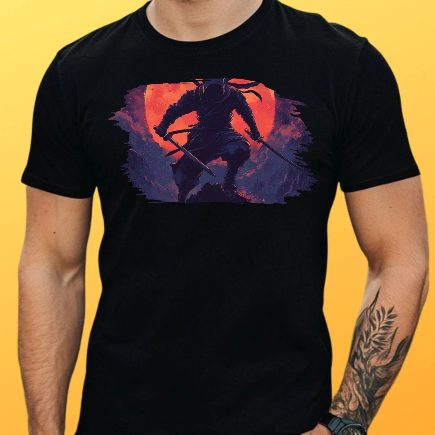 Mens Ninja Moon Motif Cotton T-Shirt Size XS to 5XL Unisex T-shirt, Sweatshirt, Hoodie, Long Sleeve Tee - T-Shirt, Sweatshirt, Hoodie