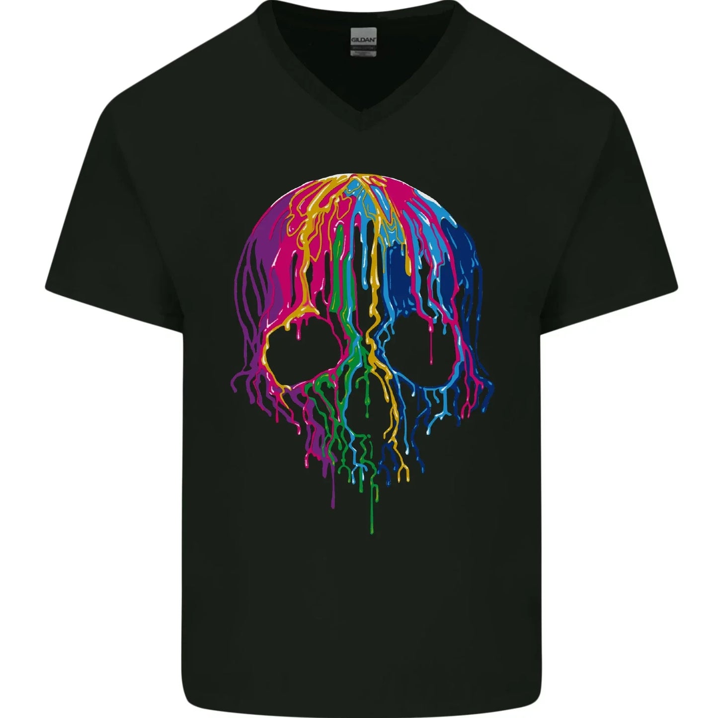 Melting Skull Biker Motorcycle Gothic Mens V-Neck Cotton T-Shirt Unisex T-shirt, Sweatshirt, Hoodie, Long Sleeve Tee - T-Shirt, Sweatshirt, Hoodie