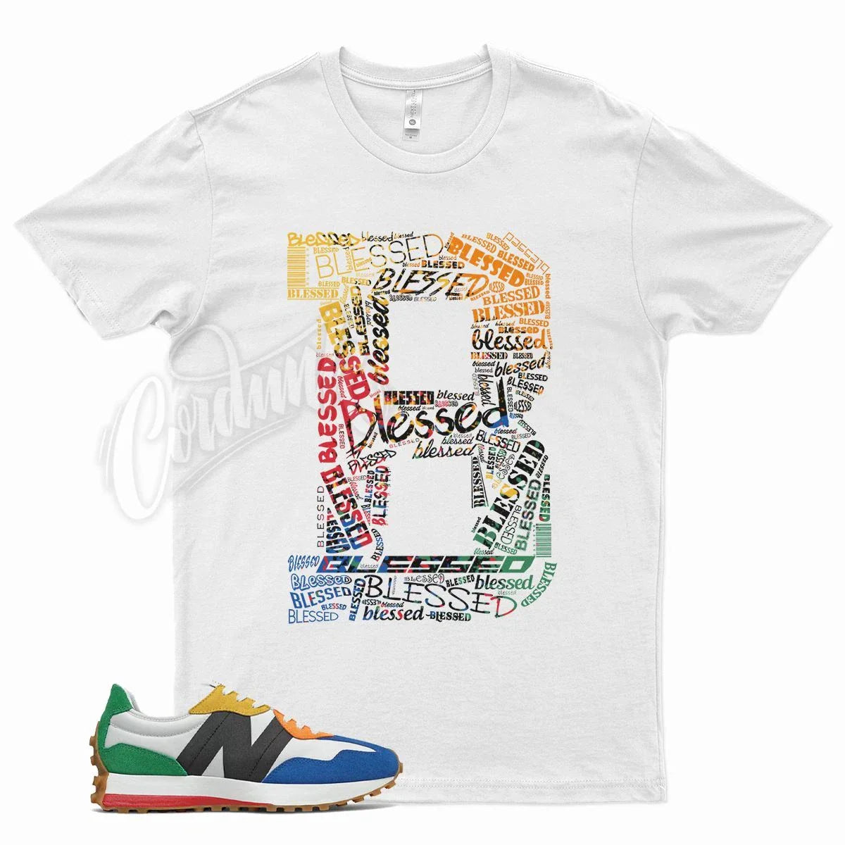 White BLESSED T Shirt for  Balance 327 Captain Blue Summer Fog Playground 13 Unisex T-shirt, Sweatshirt, Hoodie, Long Sleeve Tee - T-Shirt, Sweatshirt, Hoodie