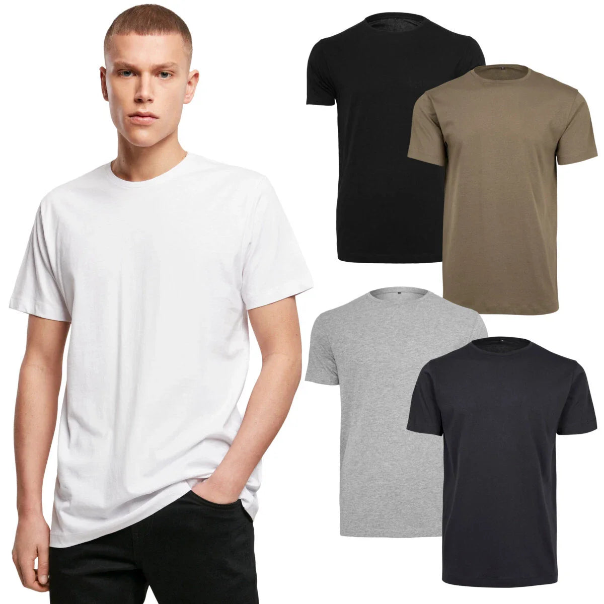 Build Your Brand Light T-Shirt Round Neck Mens Jersey Basic Blank Printable Unisex T-shirt, Sweatshirt, Hoodie, Long Sleeve Tee - T-Shirt, Sweatshirt, Hoodie