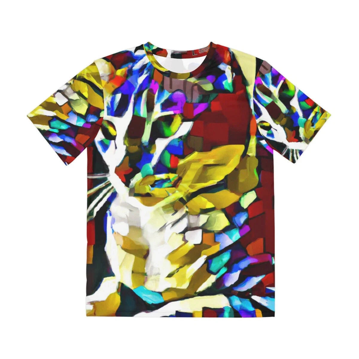 All Over Print Cat T Shirt Abstract Cool Art Tee Feline Psychedelic Colorful Unisex T-shirt, Sweatshirt, Hoodie, Long Sleeve Tee - T-Shirt, Sweatshirt, Hoodie